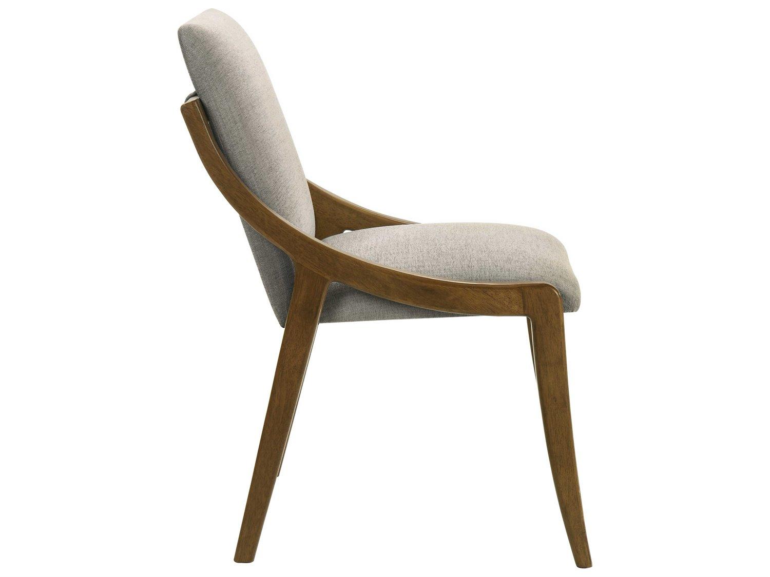 Acme Furniture Danzel Oak Wood Gray Upholstered Armless Dining Chair Set of 2