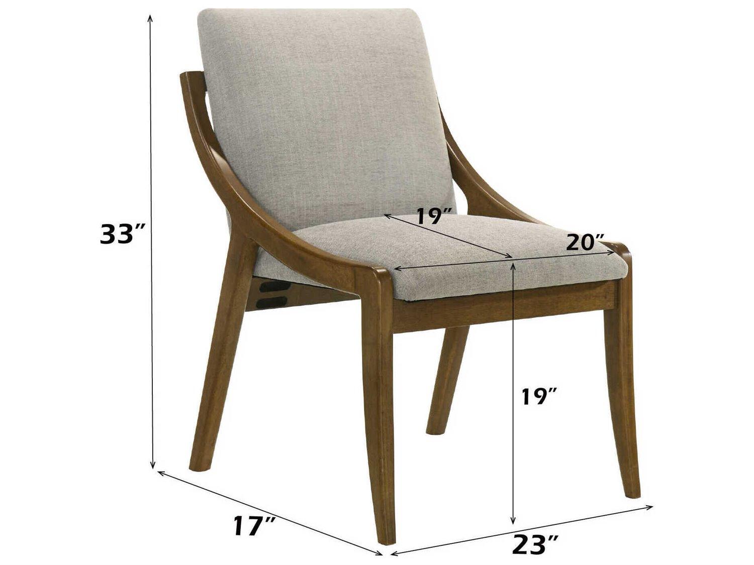 Acme Furniture Danzel Oak Wood Gray Upholstered Armless Dining Chair Set of 2