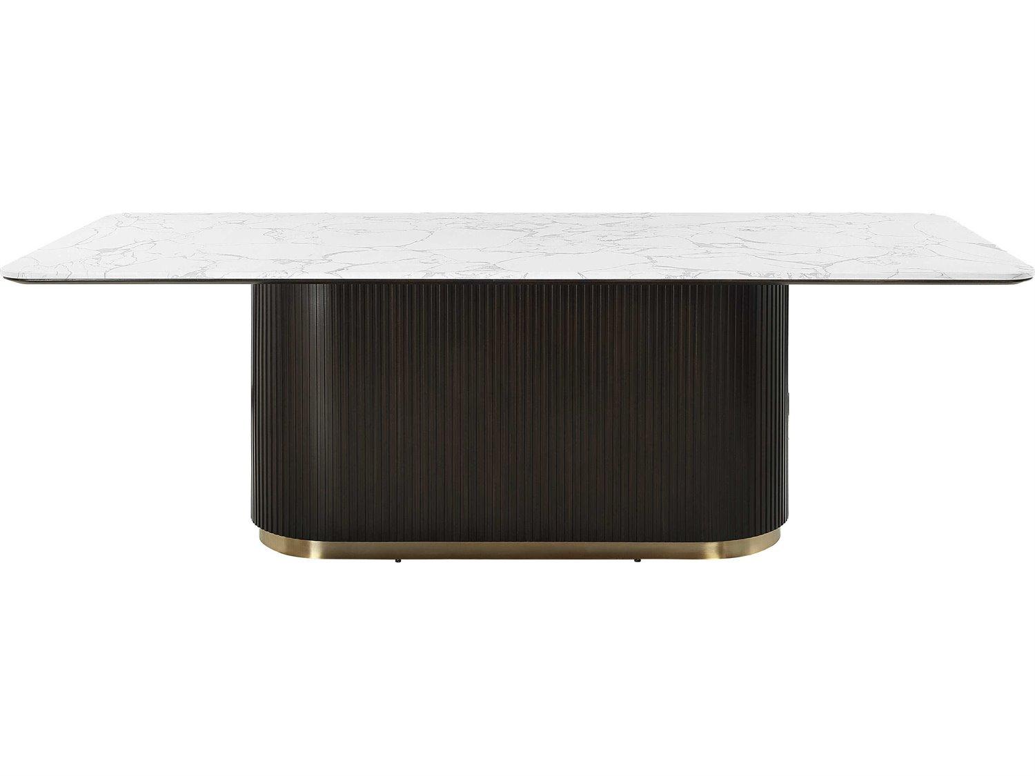 Acme Furniture Clayten Rectangular Engineering Marble Top Espresso Dining Table