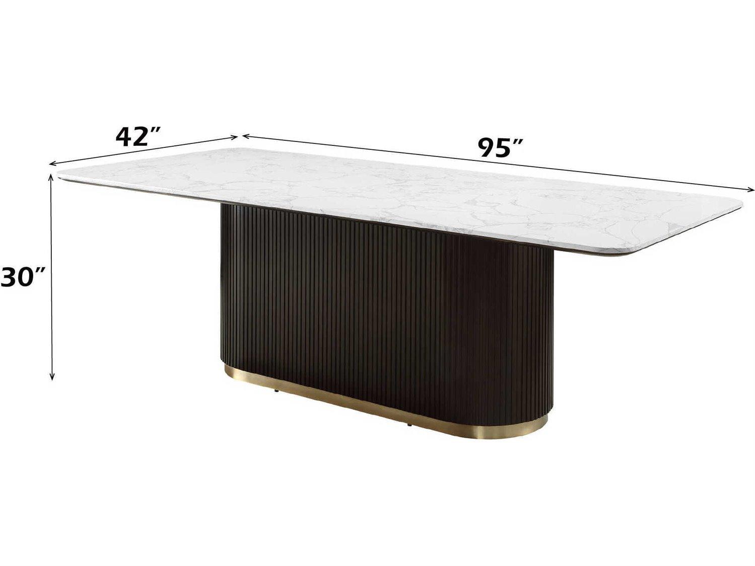 Acme Furniture Clayten Rectangular Engineering Marble Top Espresso Dining Table