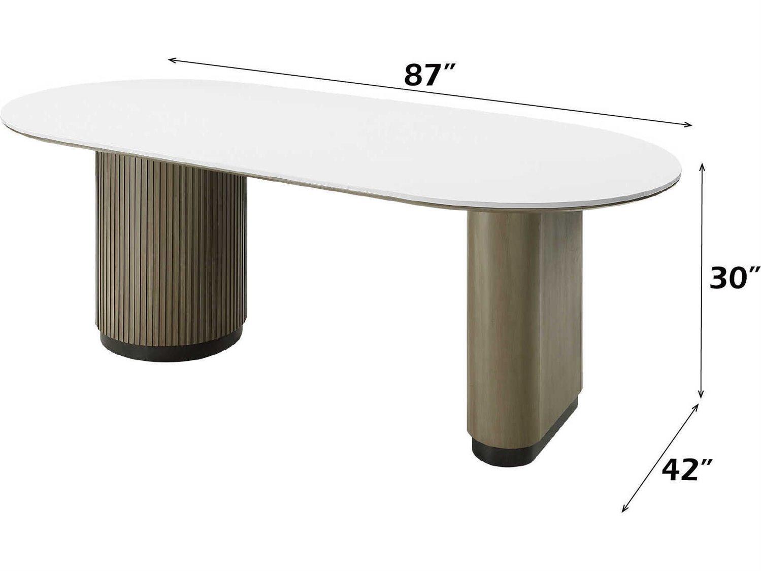 Acme Furniture Clayten Oval Faux Marble Engineering Top Light Oak Dining Table