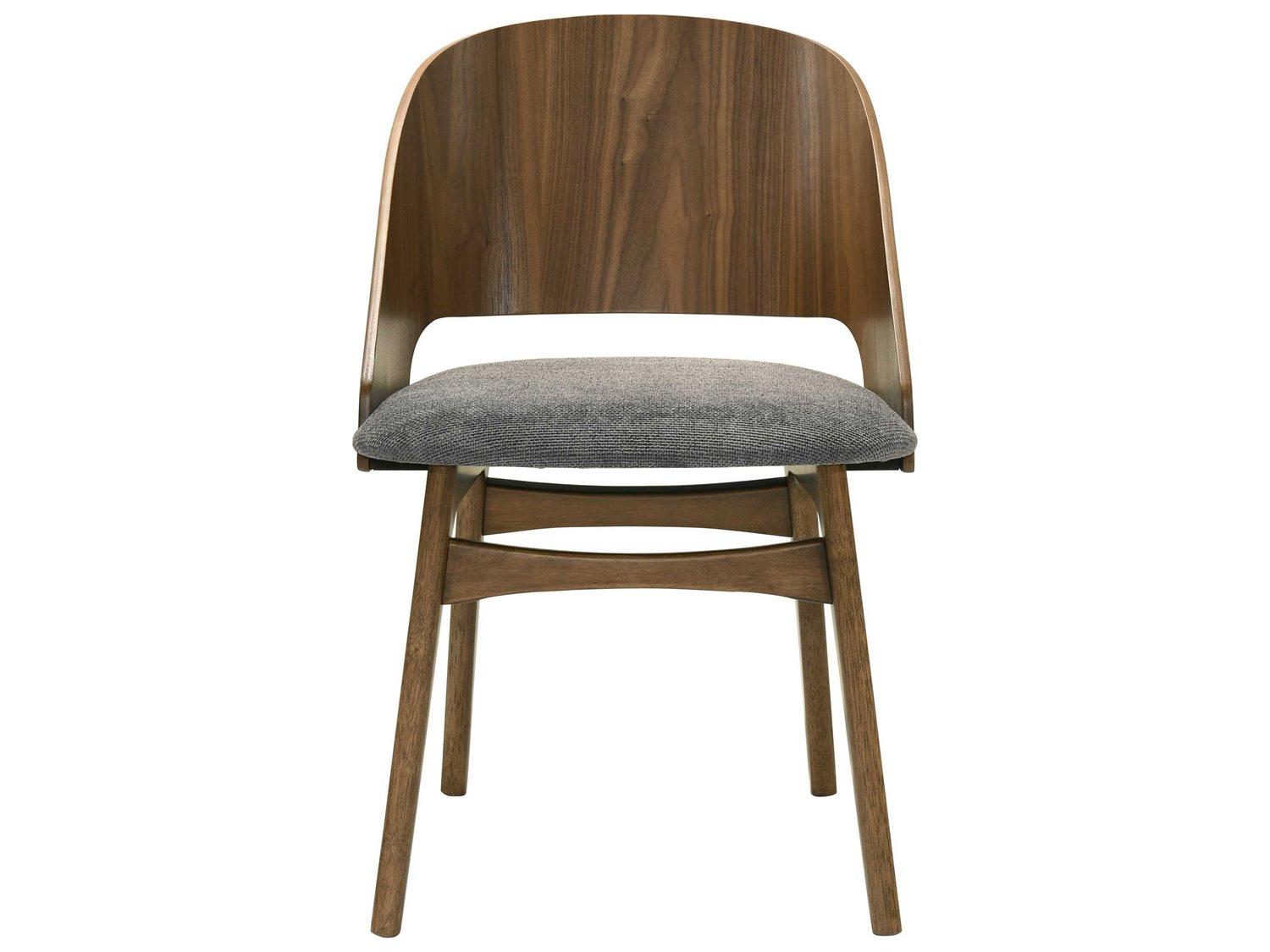 Acme Furniture Delmon Walnut Wood Brown Upholstered Armless Dining Chair Set of 2