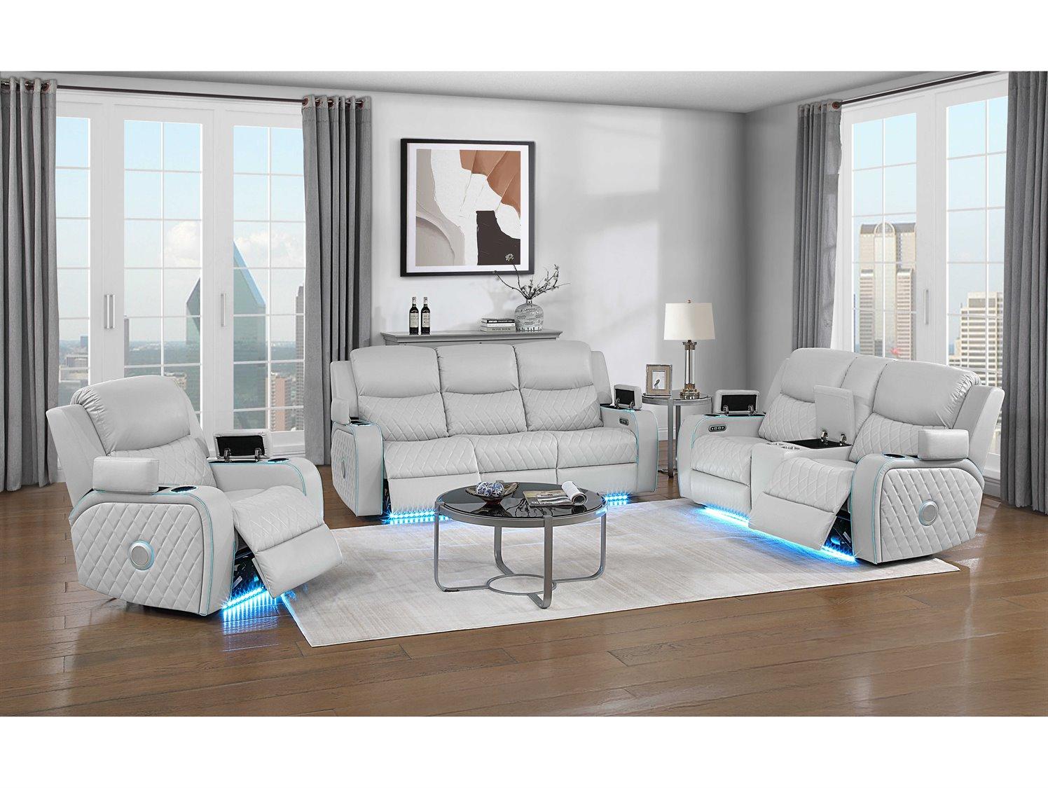 Acme Furniture Elonzo Living Room White Sofa Set