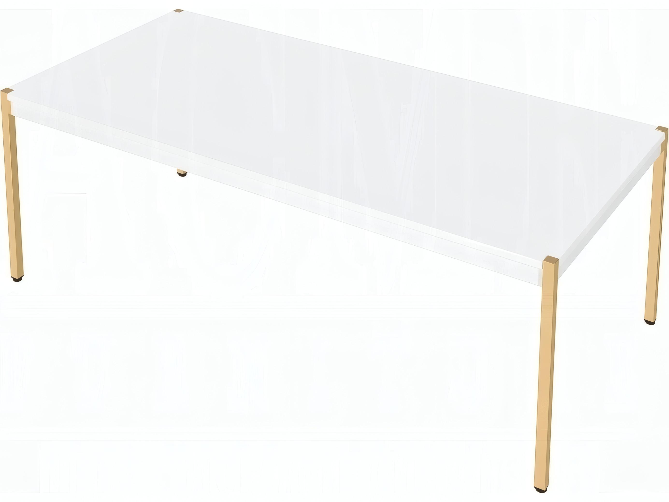 Acme Furniture Otrac Rectangular Wood White Gold Coffee Table