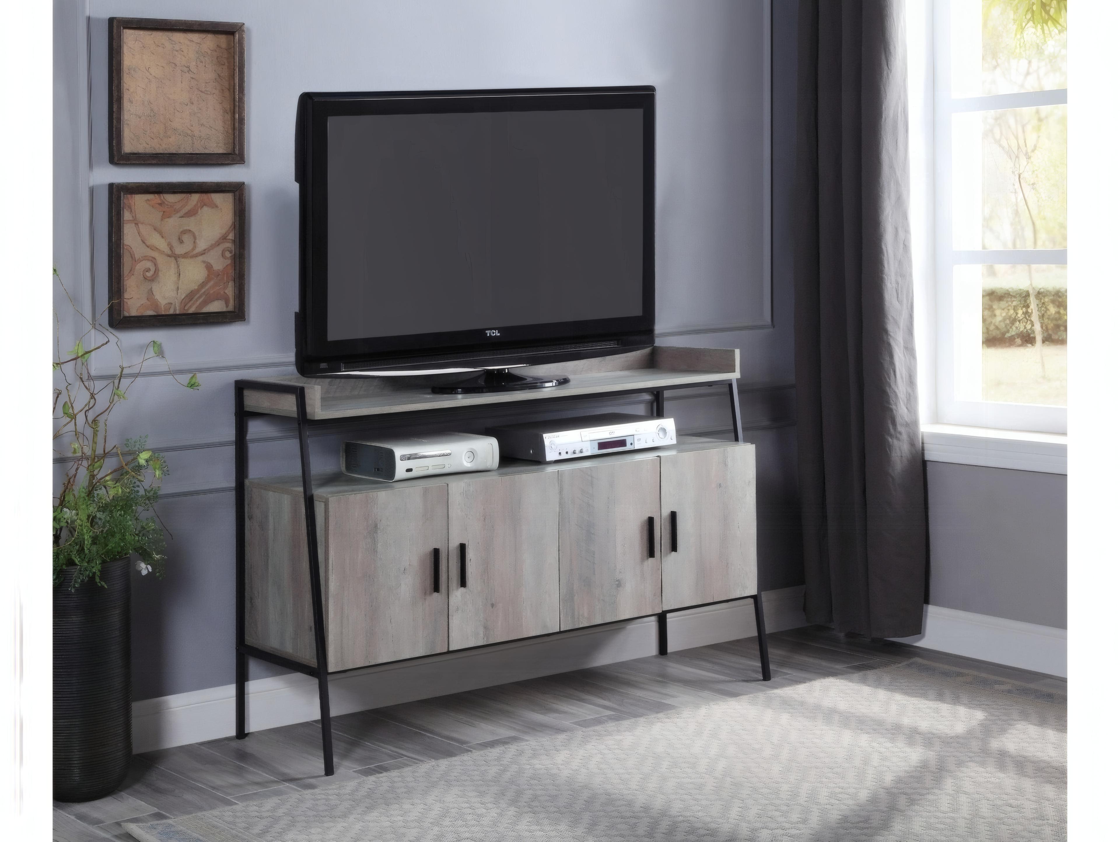 Acme Furniture 52" Gray Oak Black Media Console