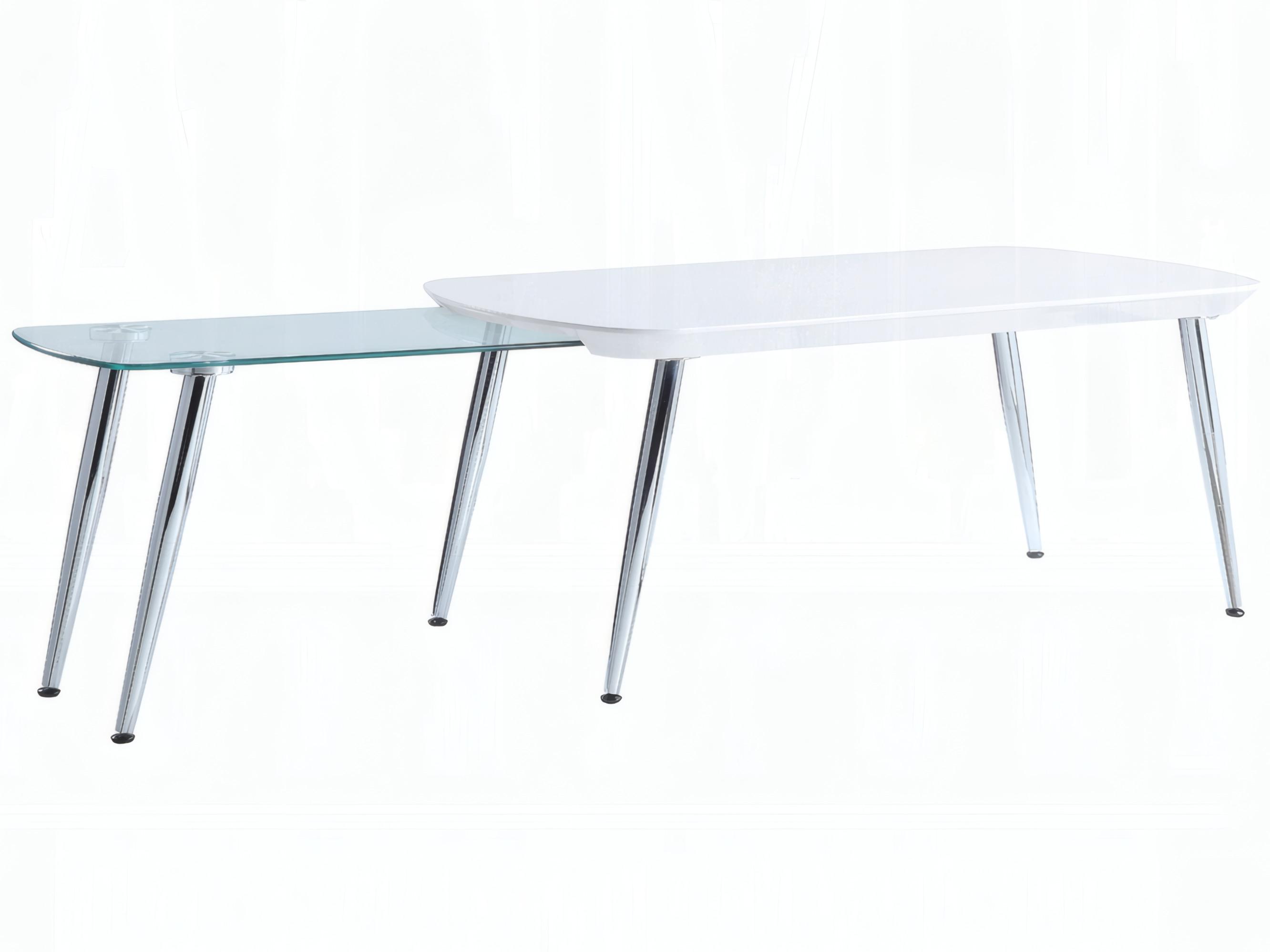 Acme Furniture Patina Rectangular Wood White Chrome Coffee Table