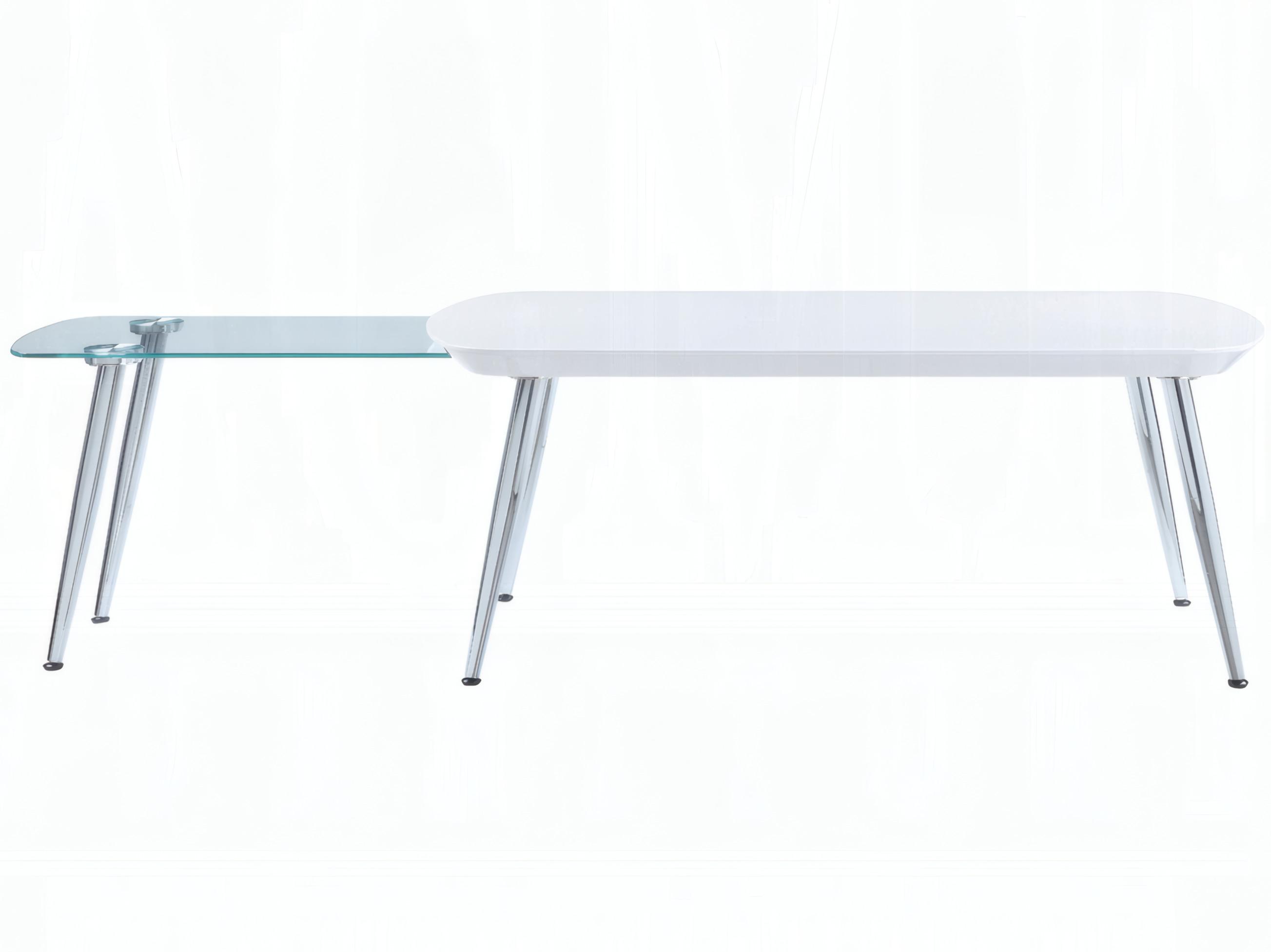 Acme Furniture Patina Rectangular Wood White Chrome Coffee Table