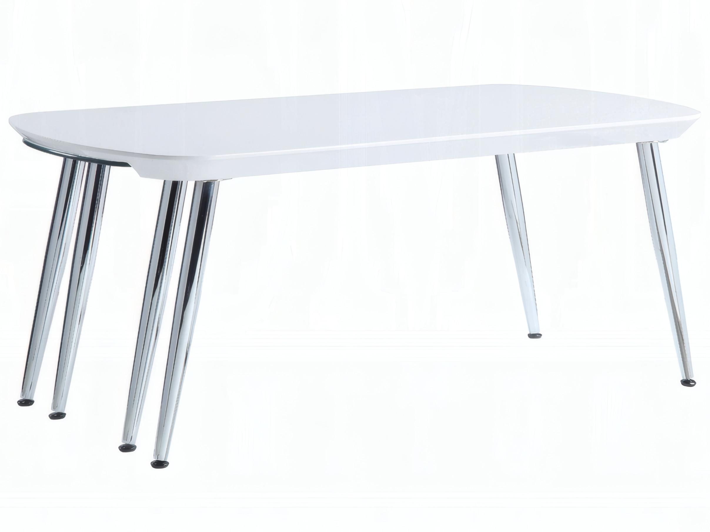 Acme Furniture Patina Rectangular Wood White Chrome Coffee Table