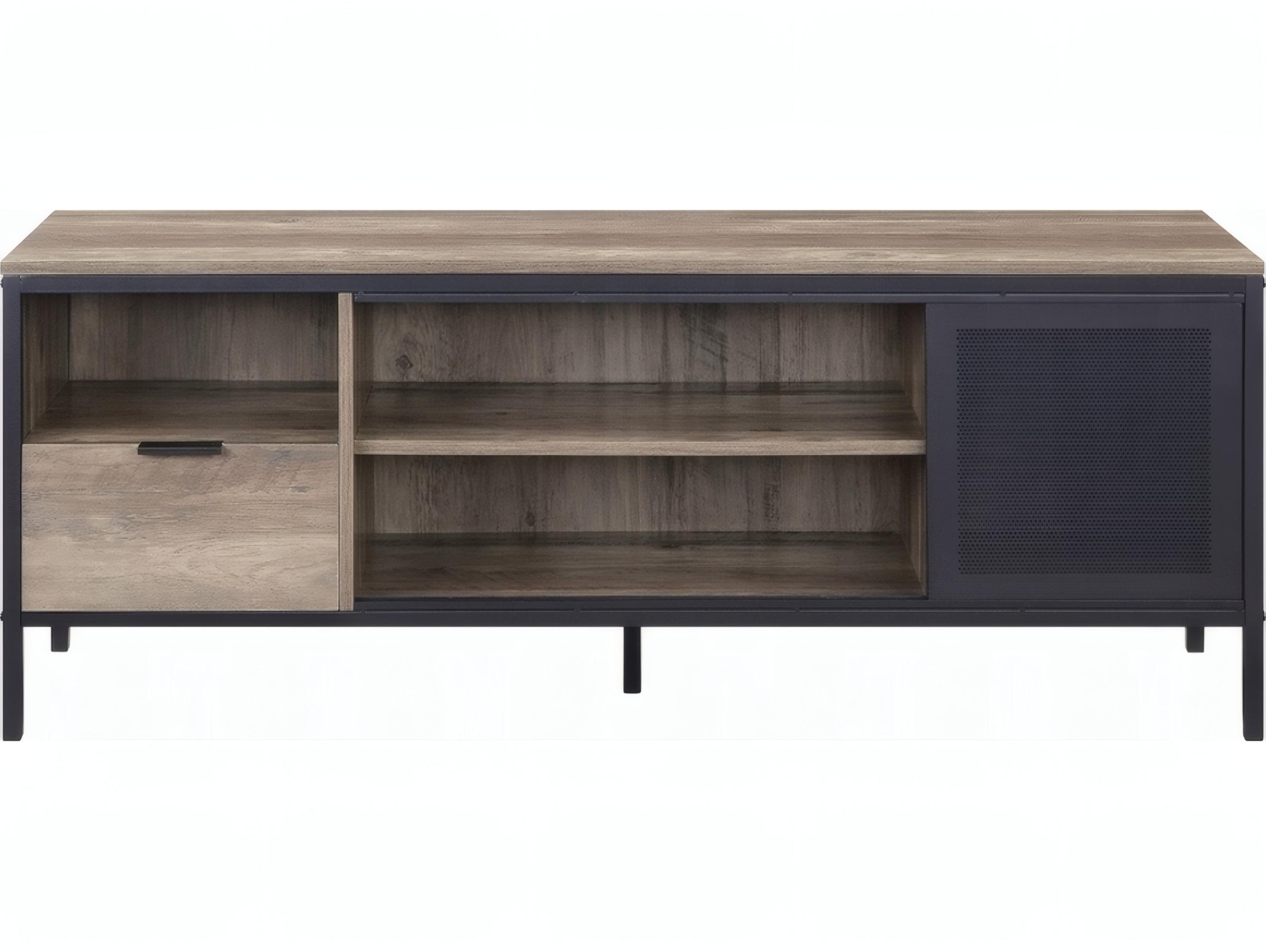 Acme Furniture 55" Rustic Oak Black Media Console