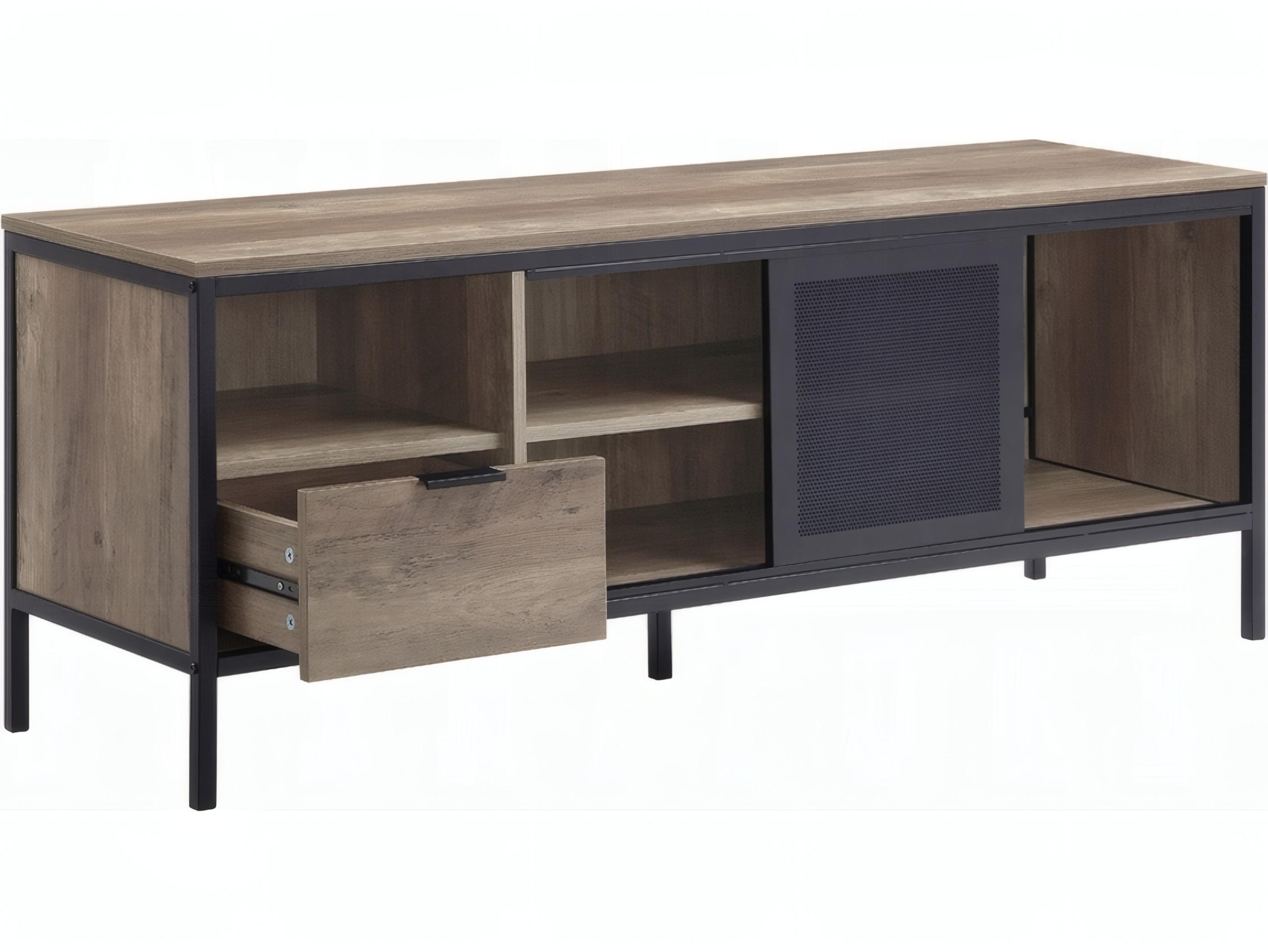 Acme Furniture 55" Rustic Oak Black Media Console