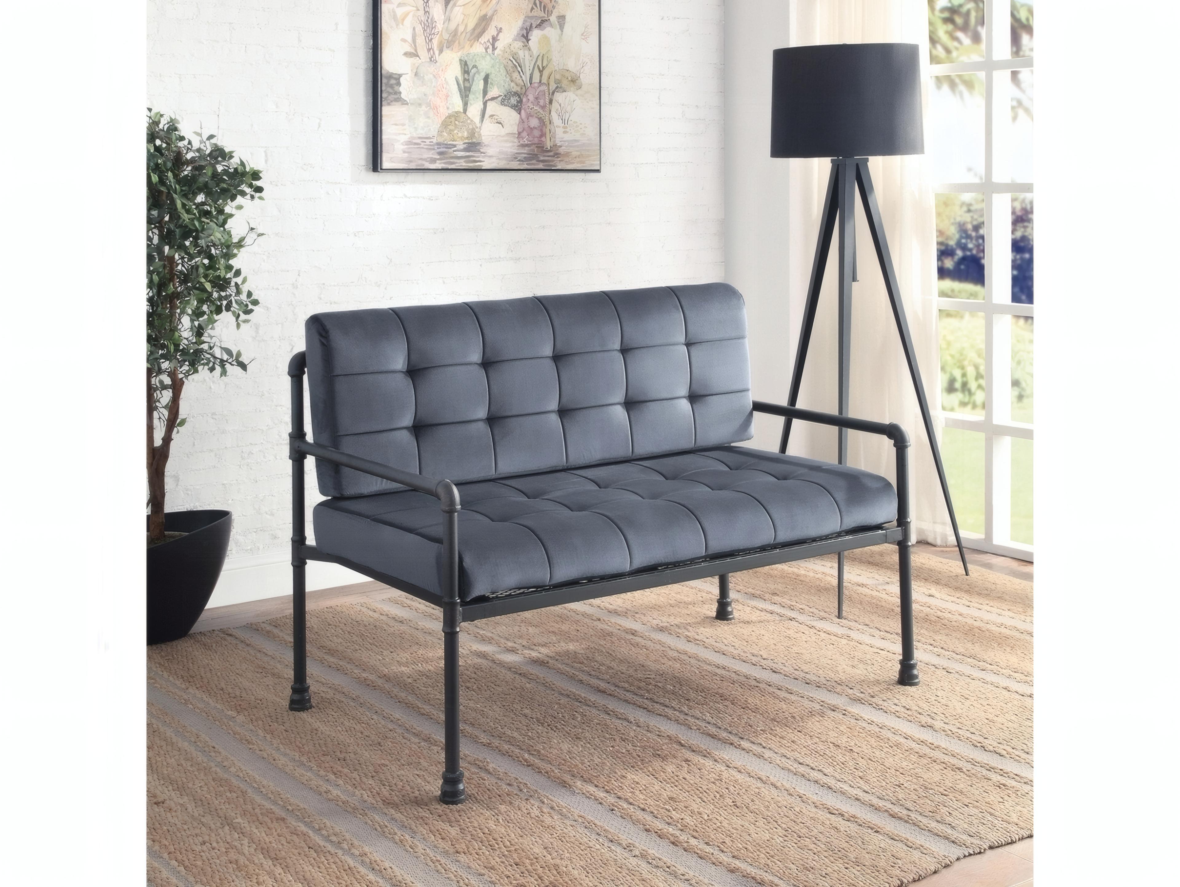 Acme Furniture Brantley Gray Velvet Sandy Upholstered Loveseat