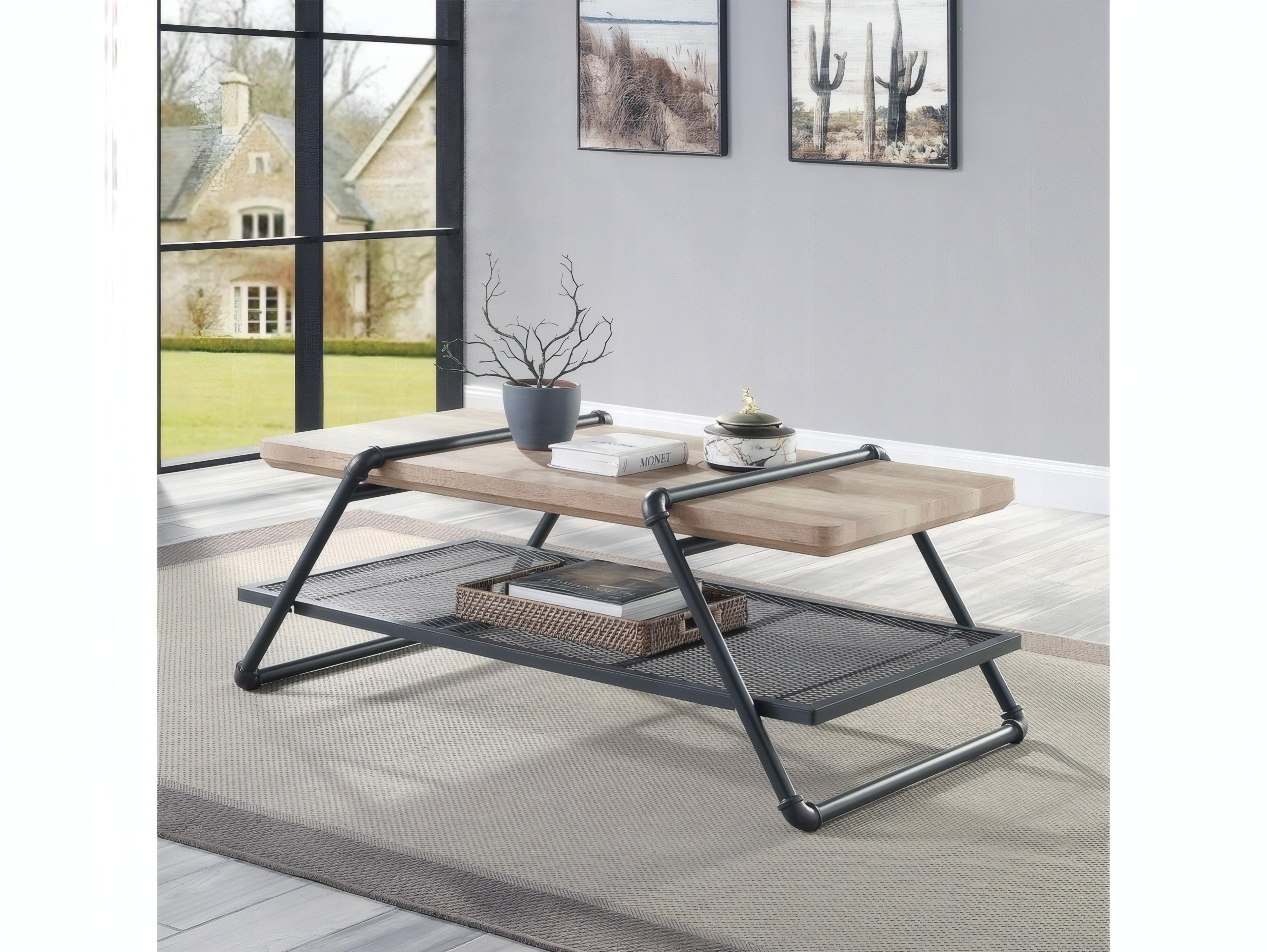 Acme Furniture Brantley Rectangular Wood Oak Sandy Gray Coffee Table