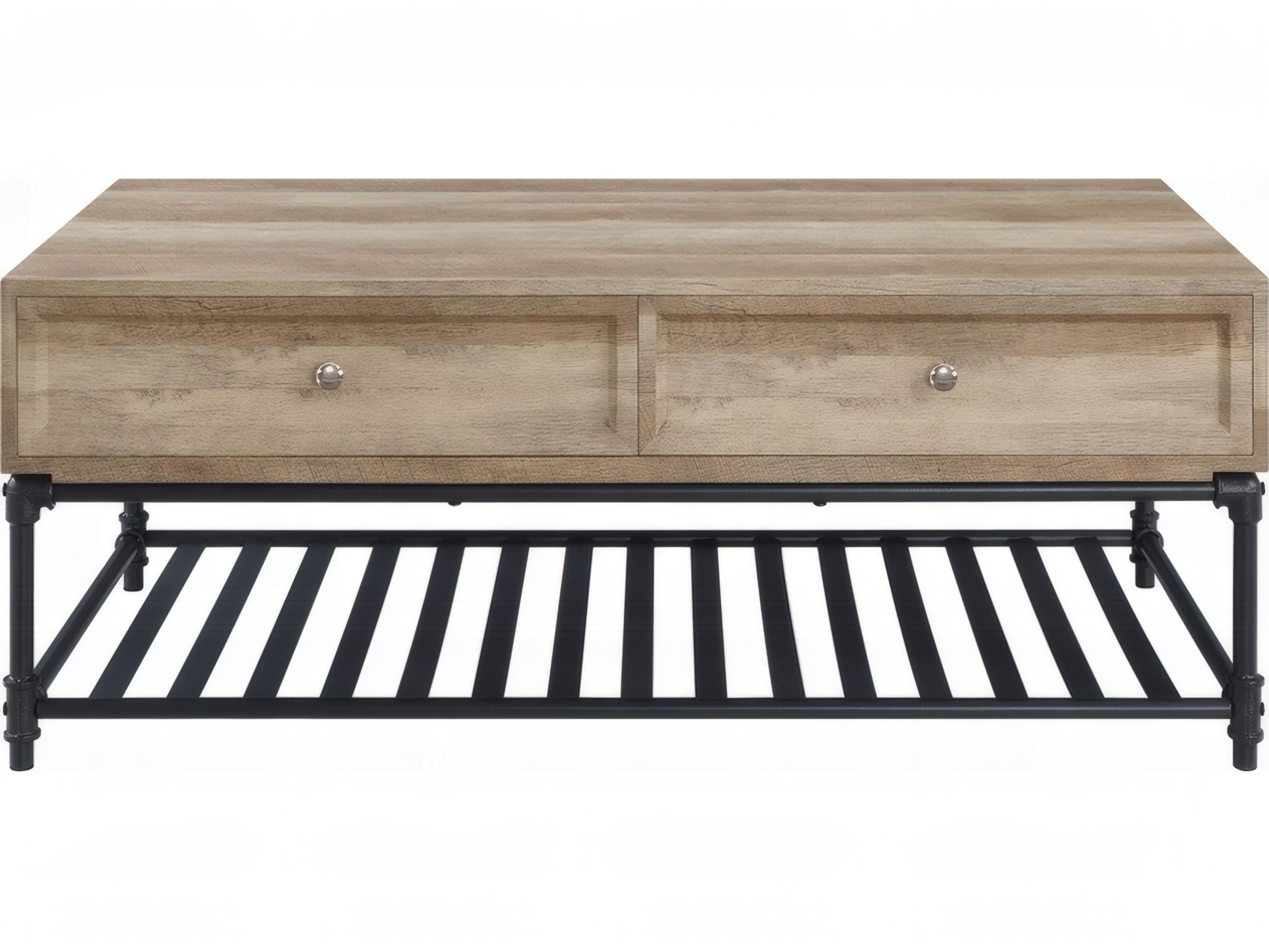 Acme Furniture Brantley Rectangular Wood Oak Sandy Black Coffee Table