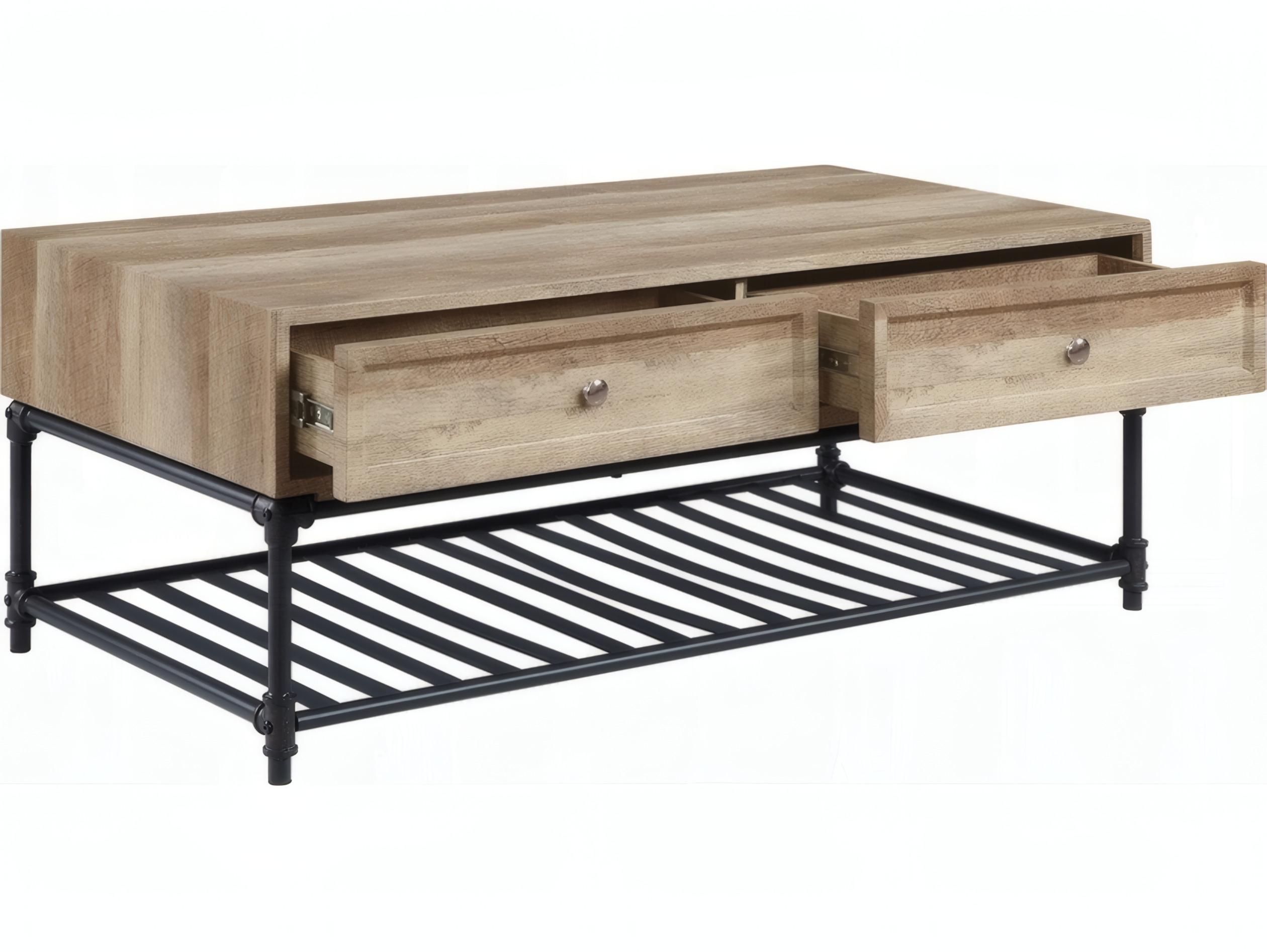 Acme Furniture Brantley Rectangular Wood Oak Sandy Black Coffee Table