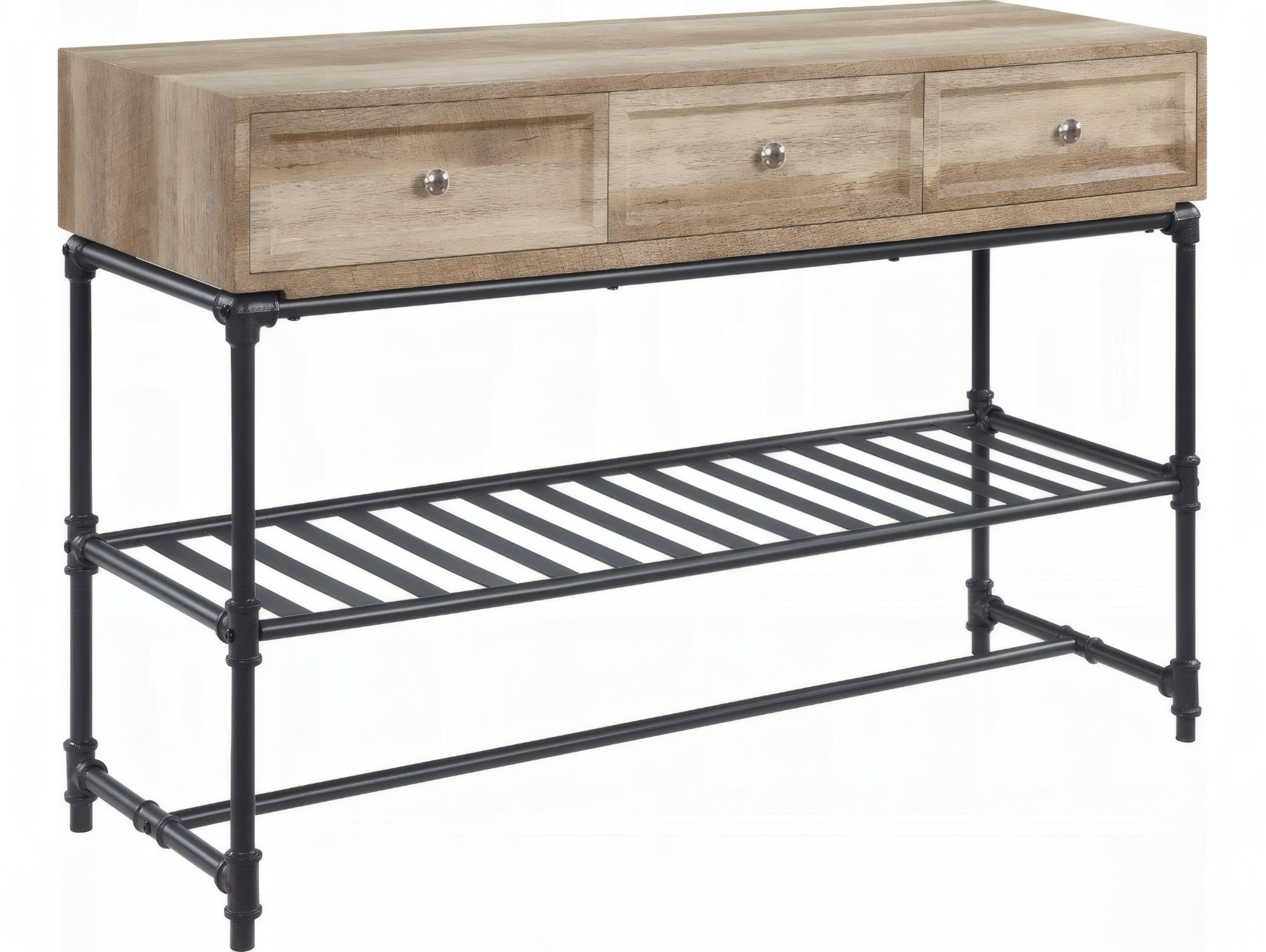 Acme Furniture Brantley Rectangular Wood Oak Sandy Black Console Table