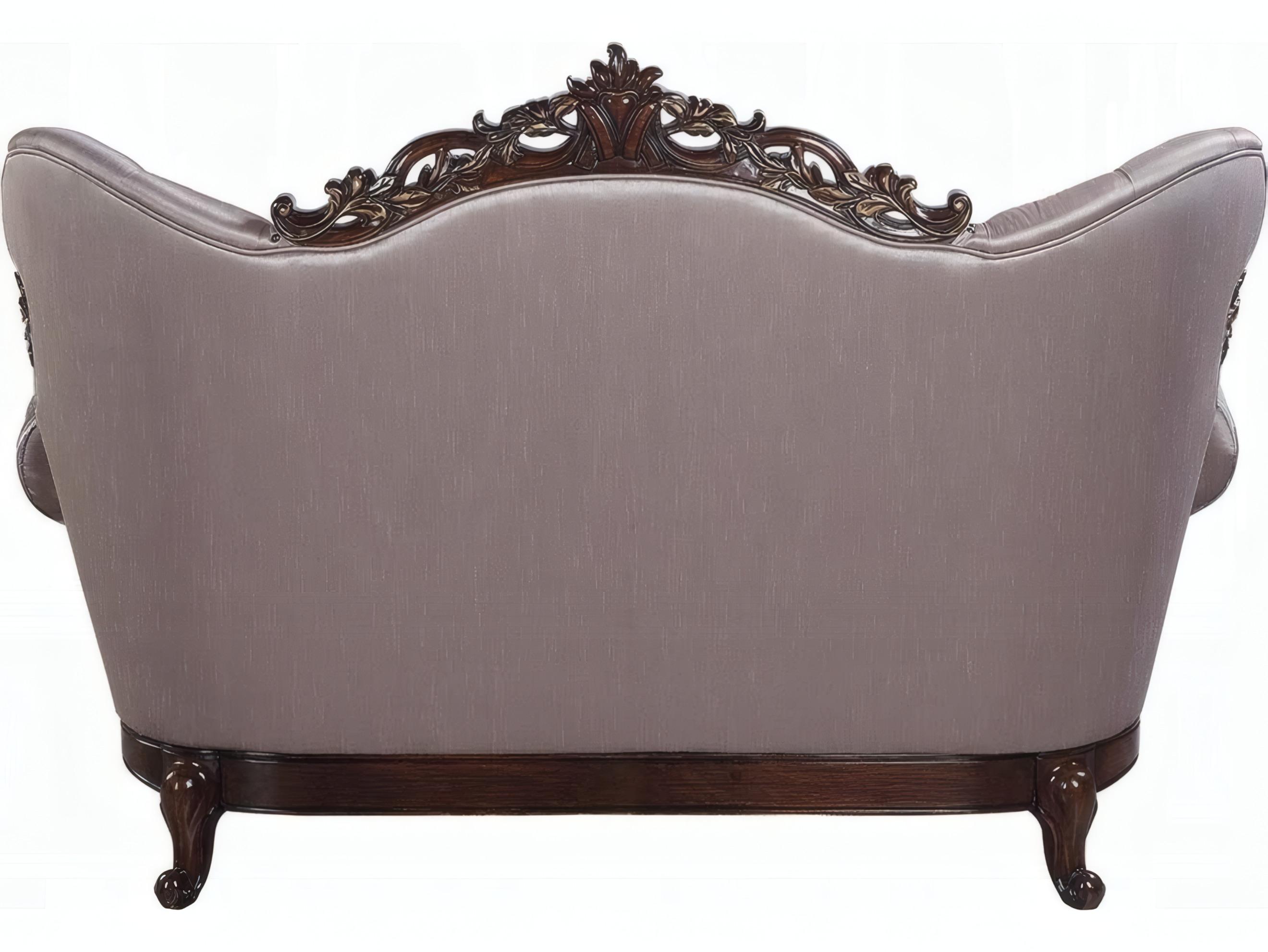 Acme Furniture Benbek Fabric Antique Oak Gray Upholstered Loveseat