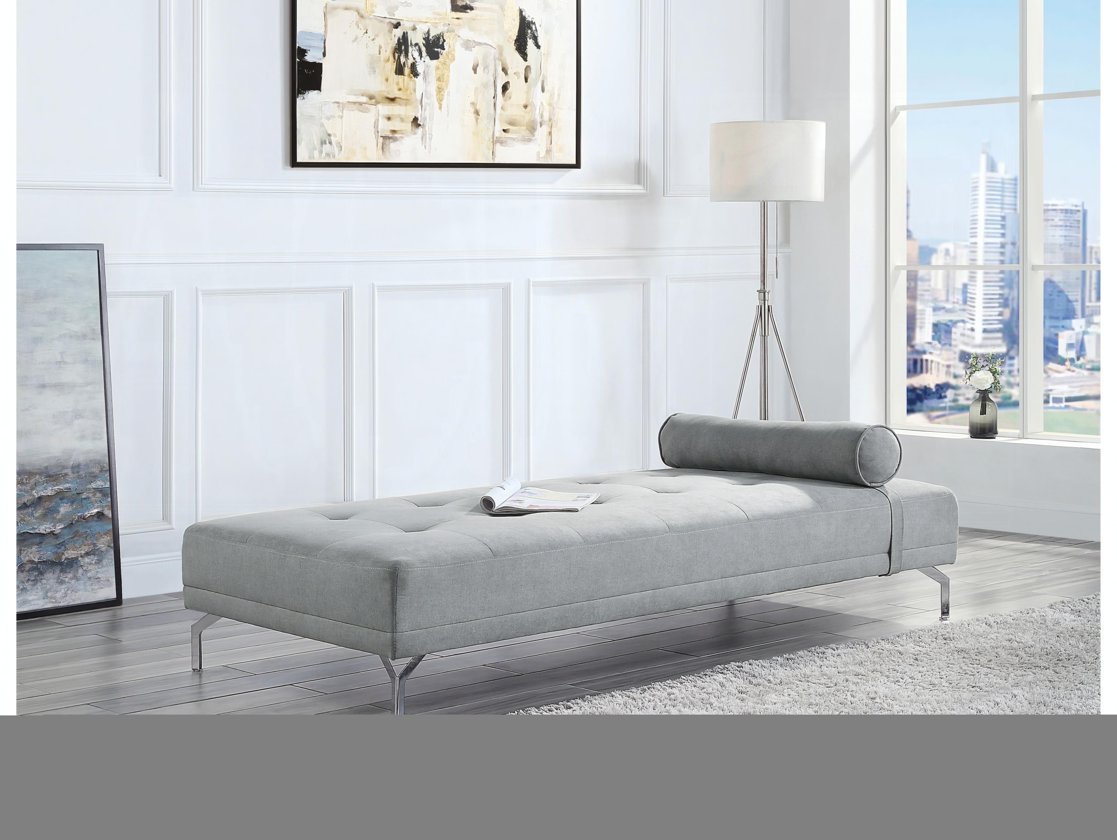 Acme Furniture Gray Melange Velvet Plywood Upholstered Daybed Bed