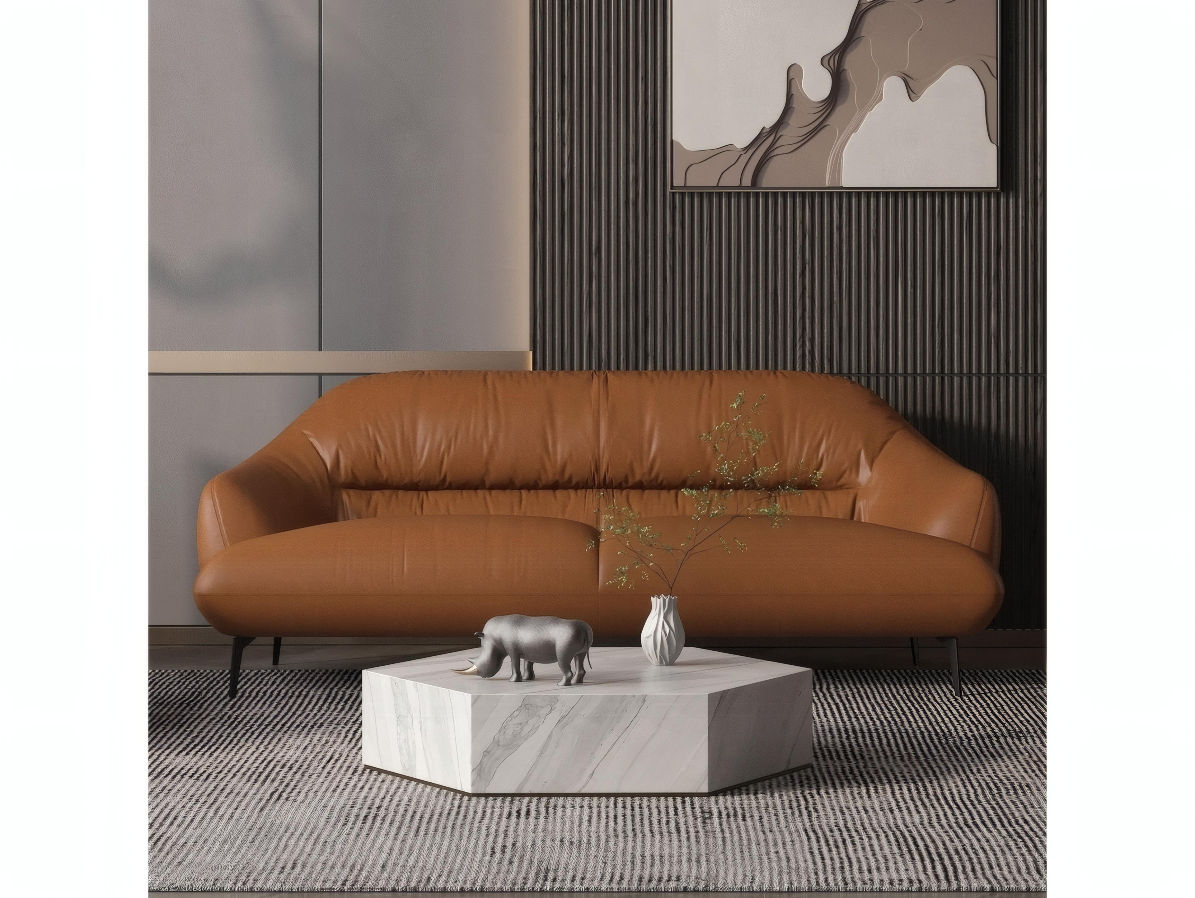 Acme Furniture Leonia Saddle Tan Brown Leather Sofa