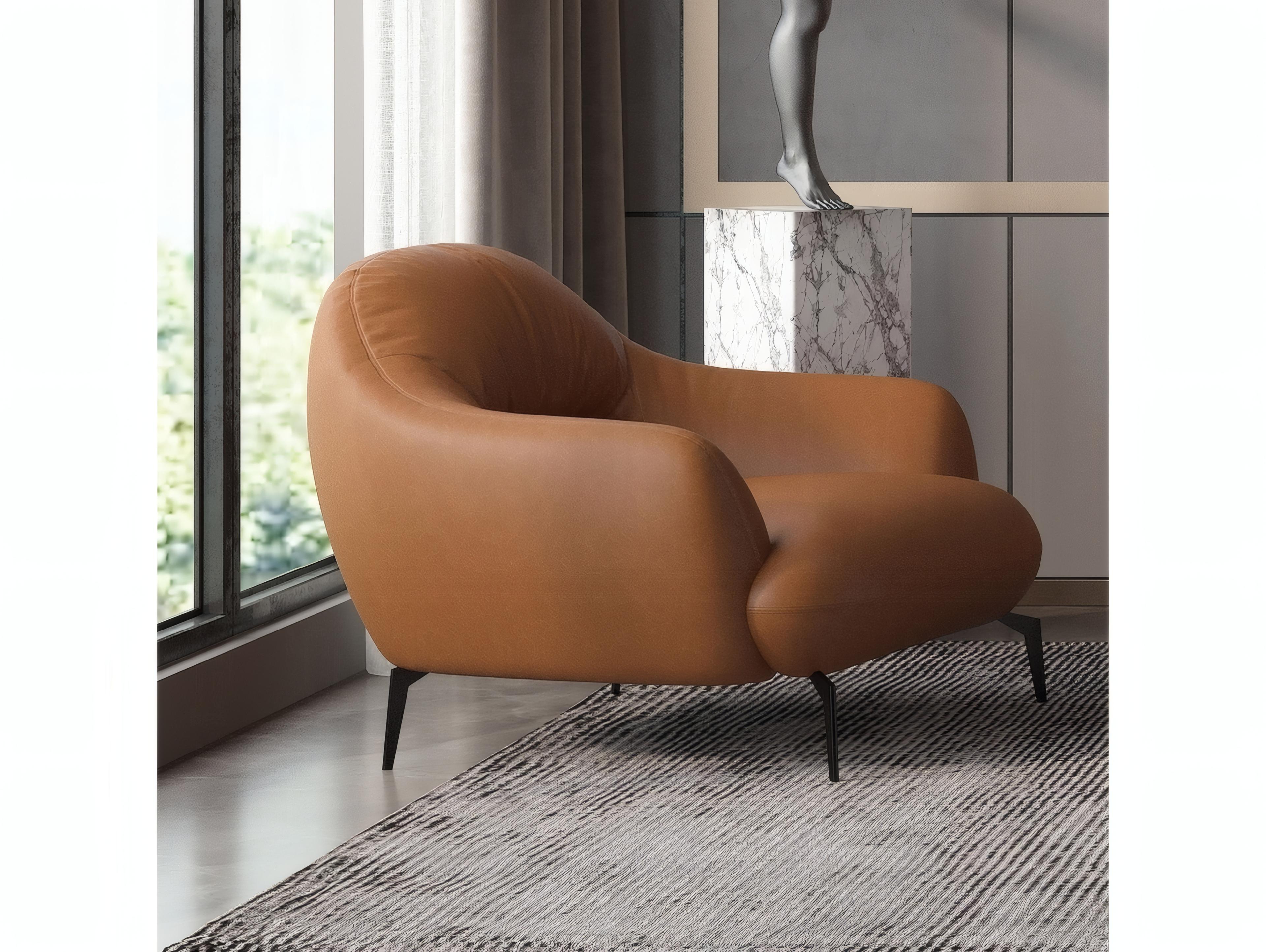 Acme Furniture Leonia Brown Leather Accent Chair