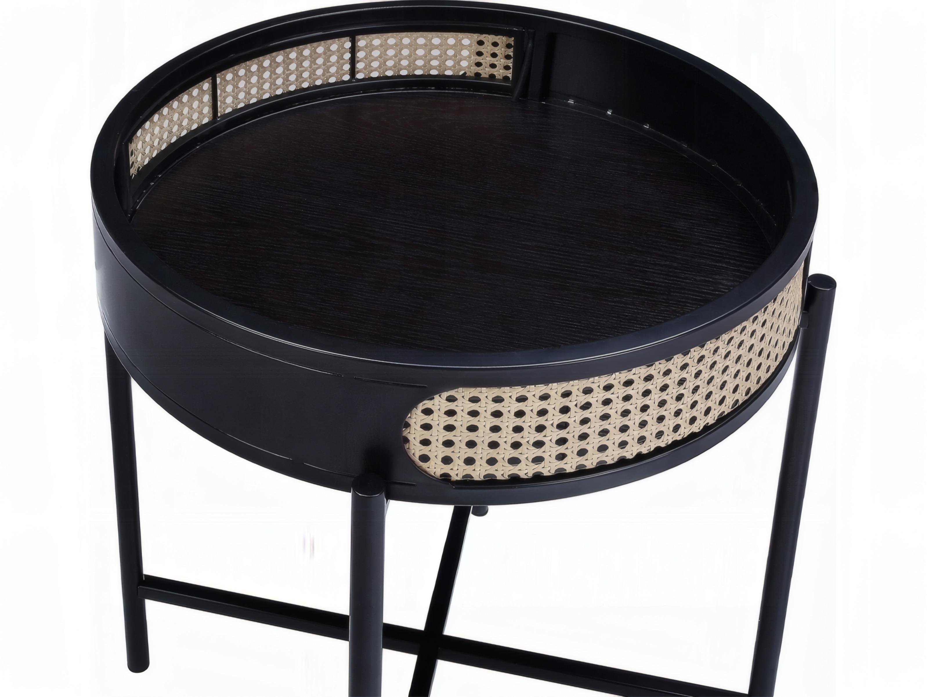 Acme Furniture Colson Round Wood Black End Table
