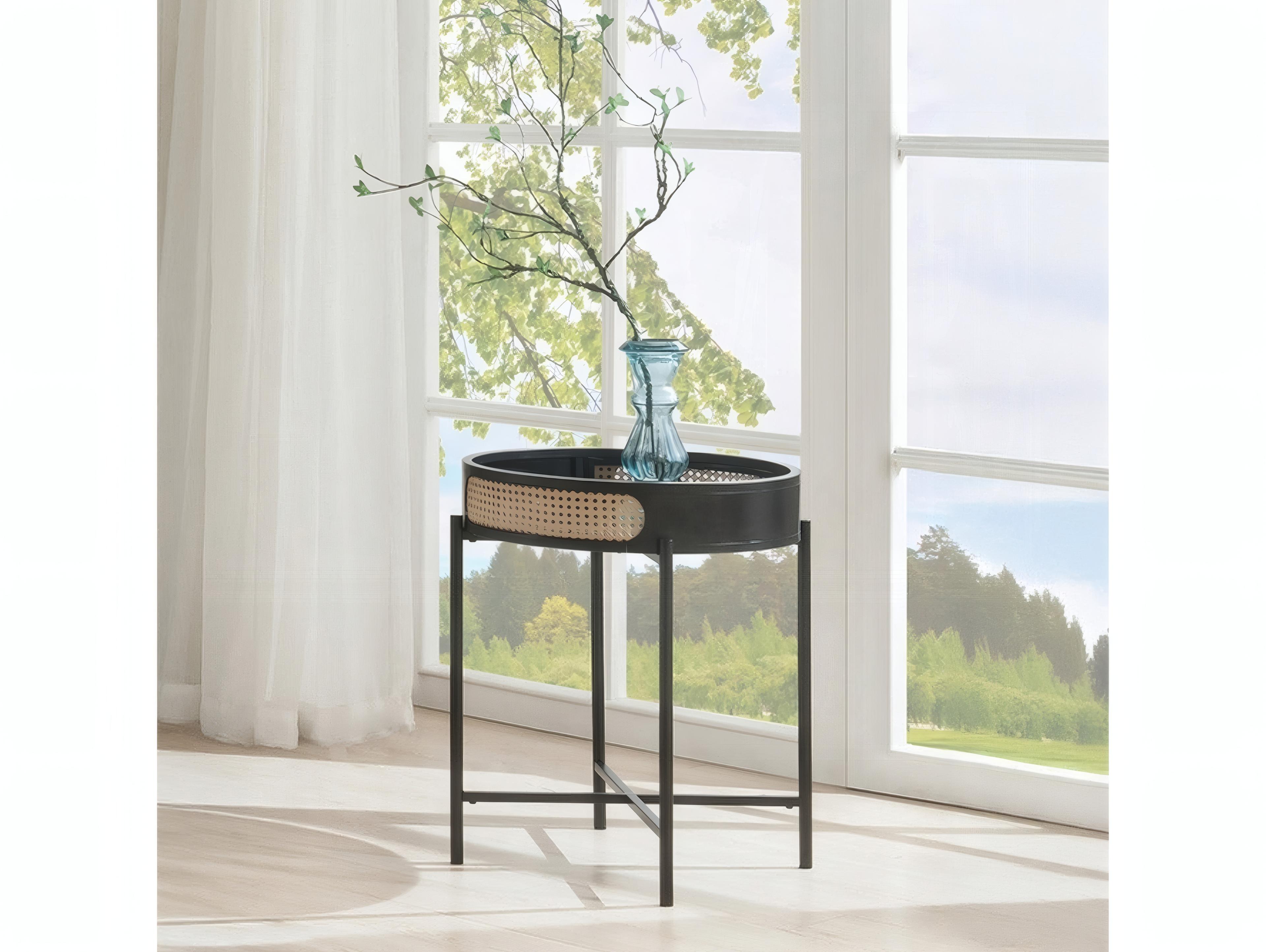 Acme Furniture Colson Round Wood Black End Table
