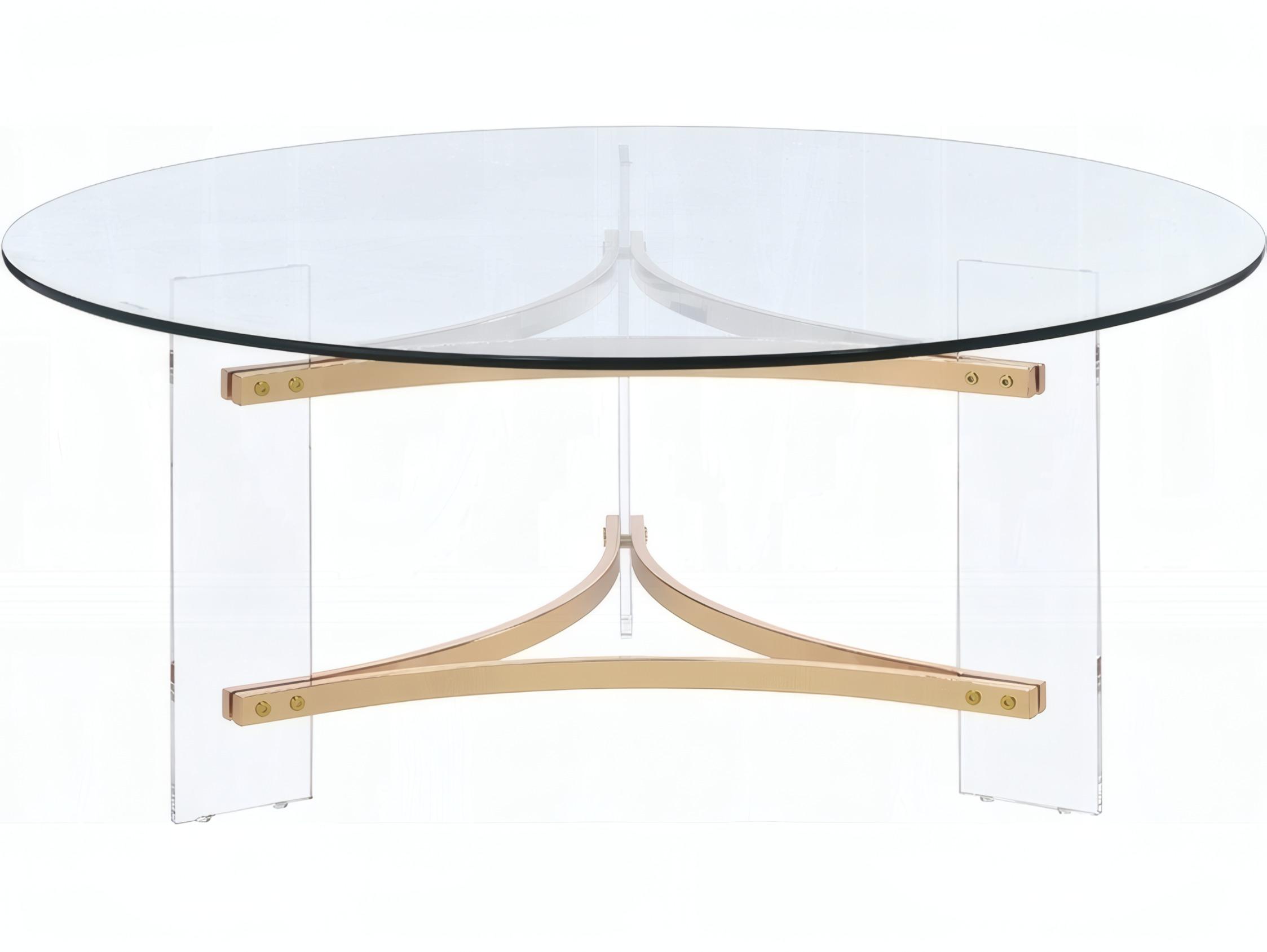 Acme Furniture Sosi Round Glass Gold Coffee Table
