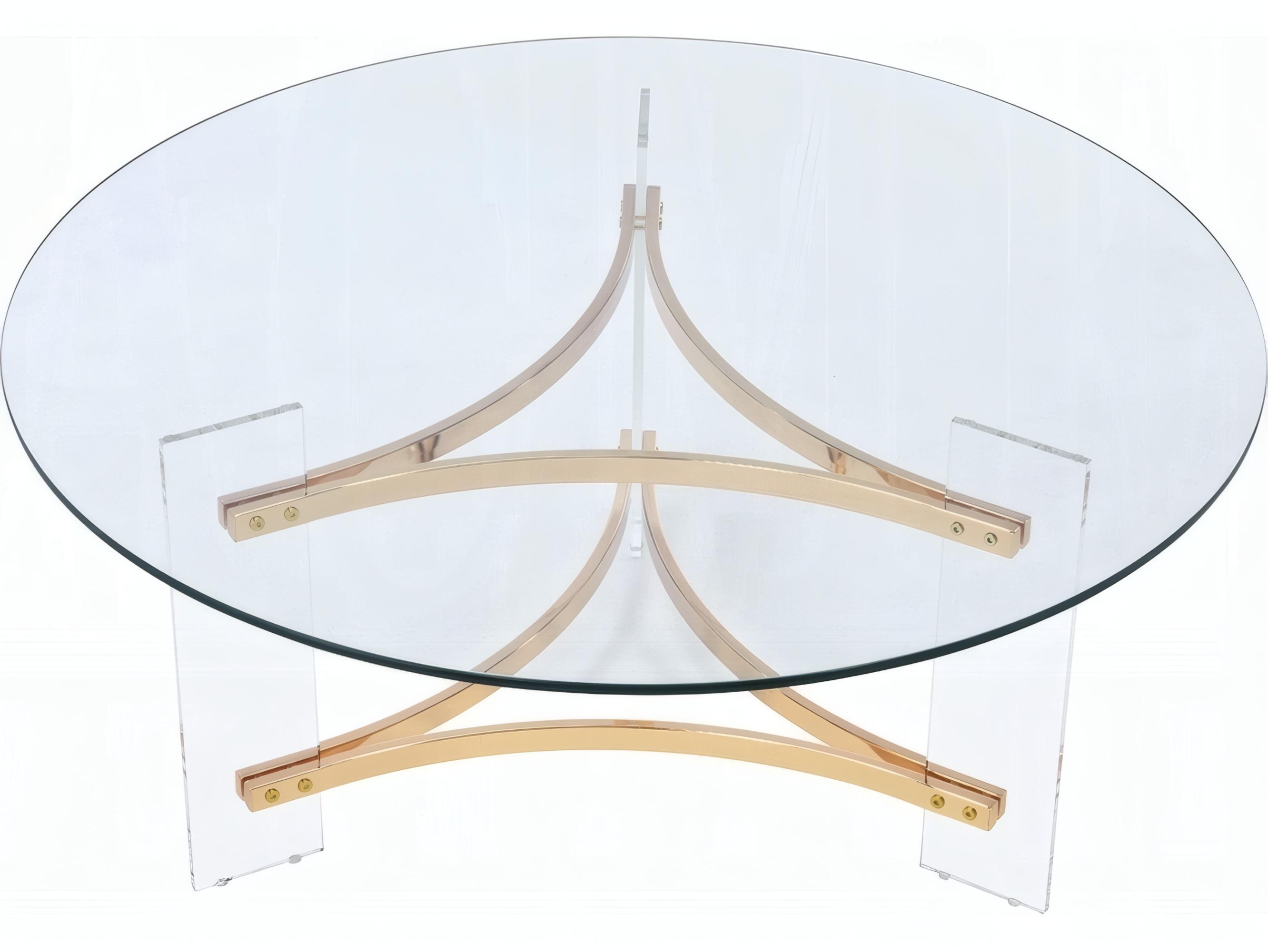 Acme Furniture Sosi Round Glass Gold Coffee Table