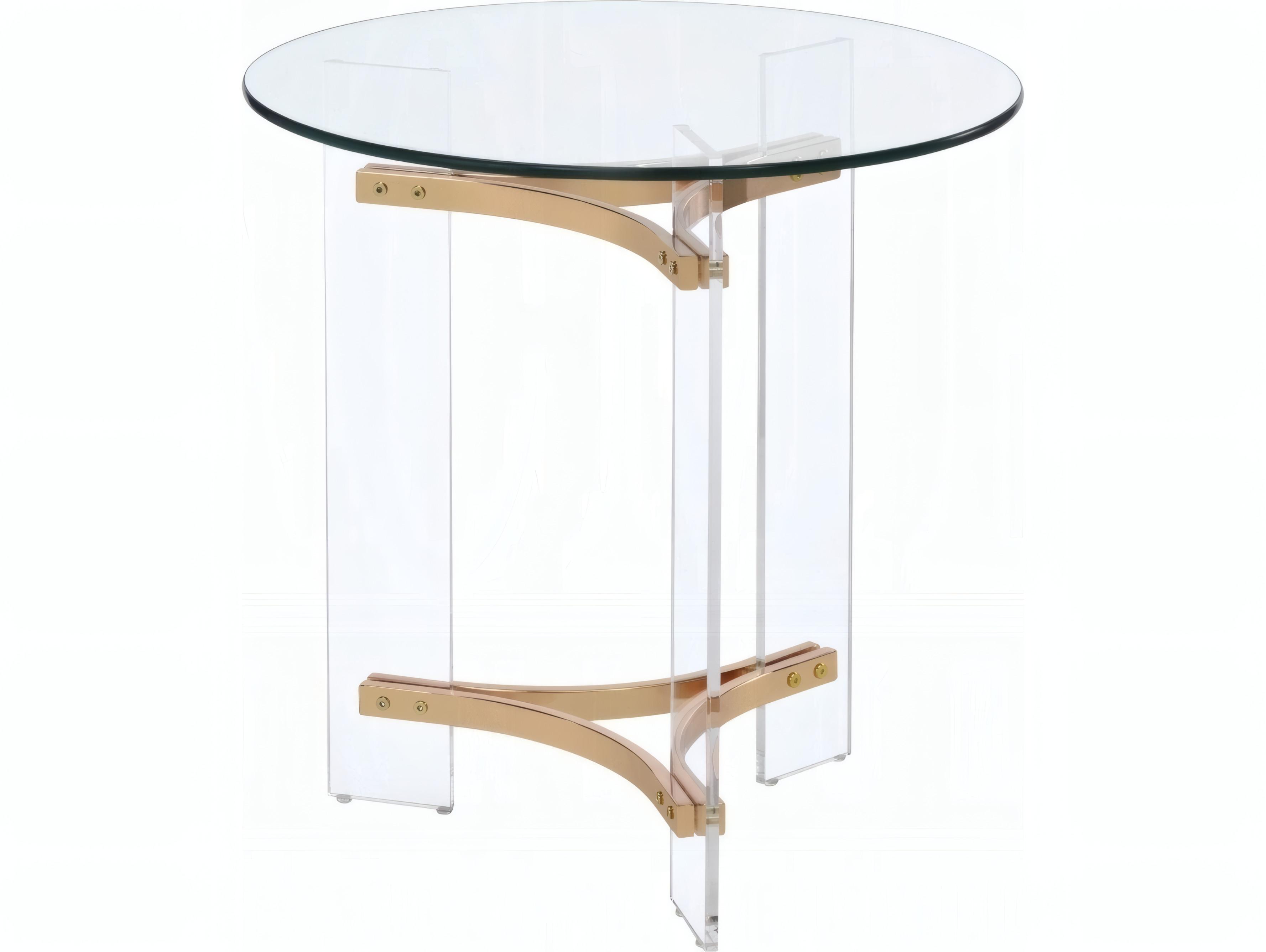 Acme Furniture Sosi Round Glass Gold End Table