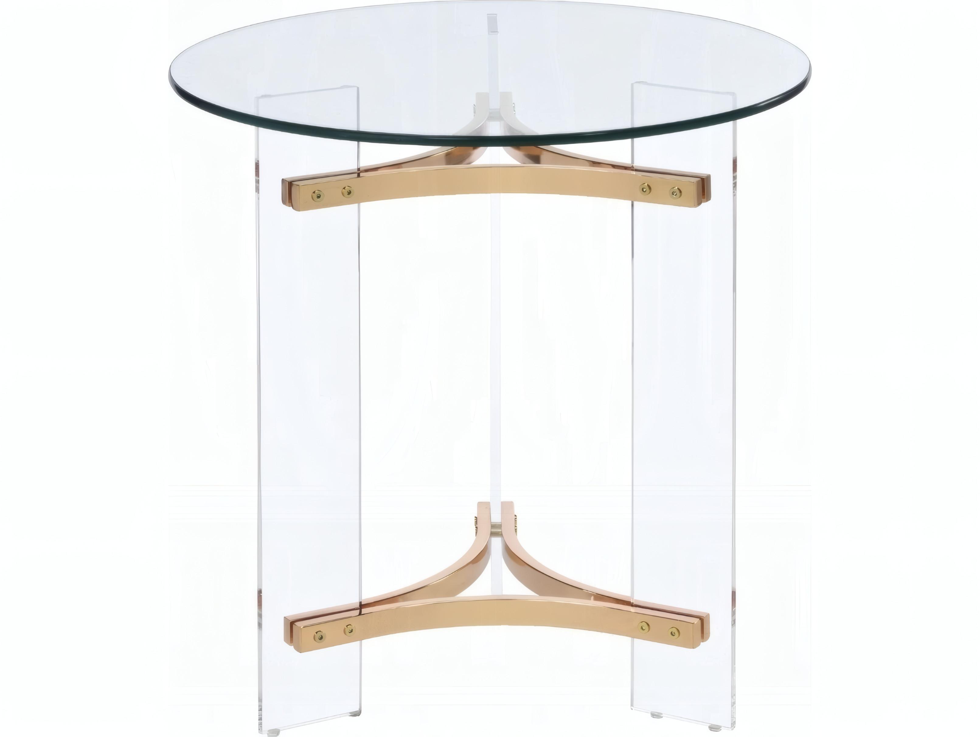 Acme Furniture Sosi Round Glass Gold End Table