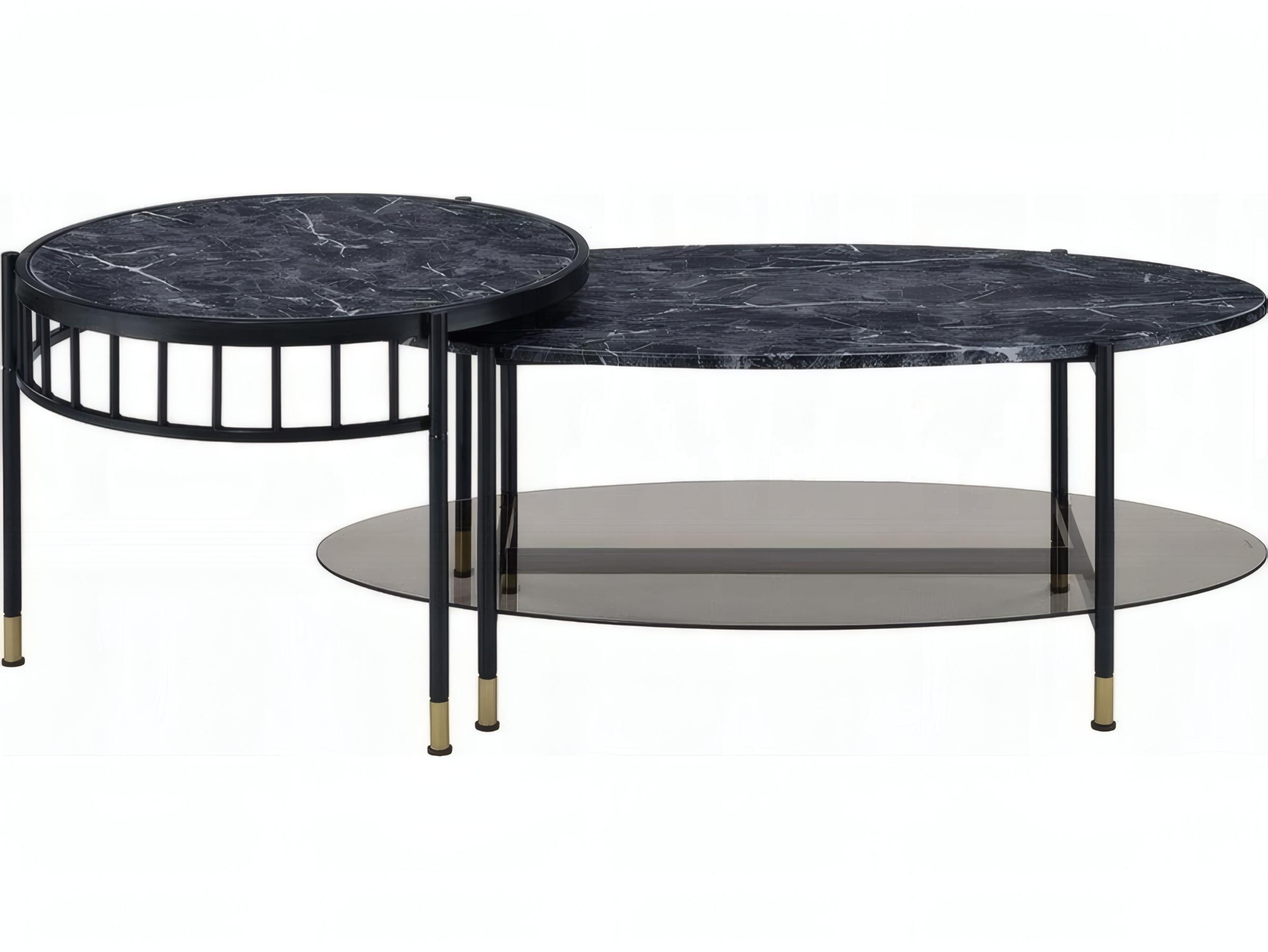 Acme Furniture Rectangular Faux Marble Engineered Stone Top Black Coffee Table