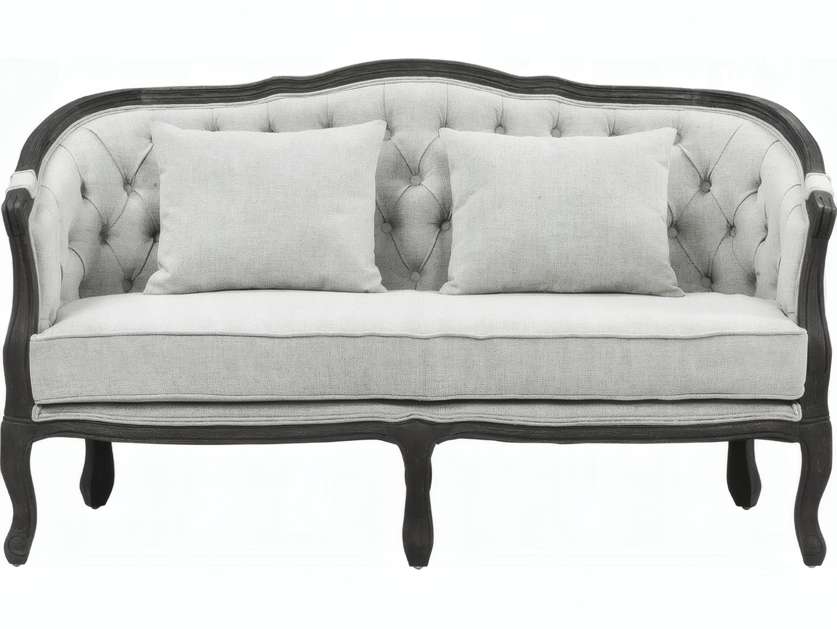 Acme Furniture Samael Gray Linen Dark Brown Upholstered Loveseat