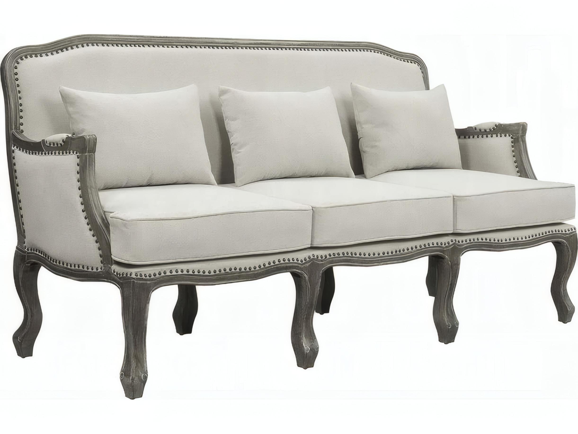 Acme Furniture Tania Cream Linen Brown Upholstered Sofa