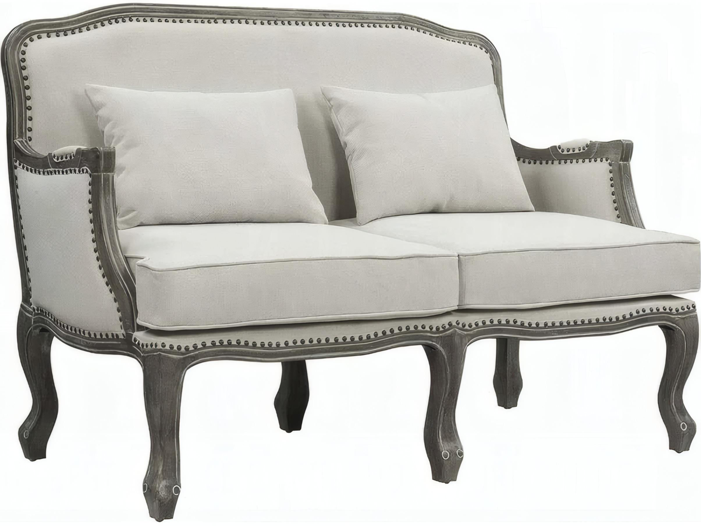 Acme Furniture Tania Cream Linen Brown Upholstered Loveseat