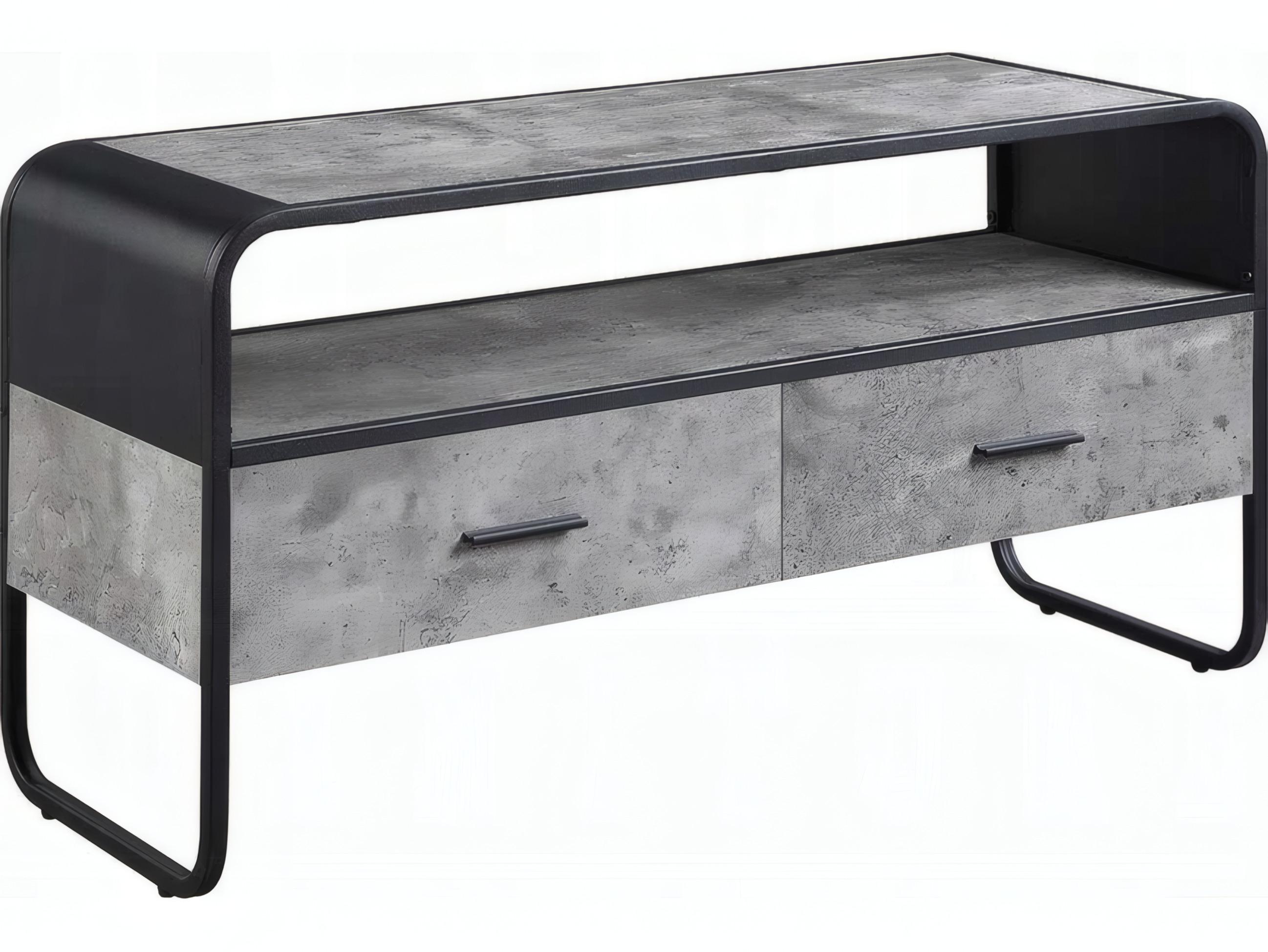 Acme Furniture Raziela 39" Concrete Gray Black Media Console