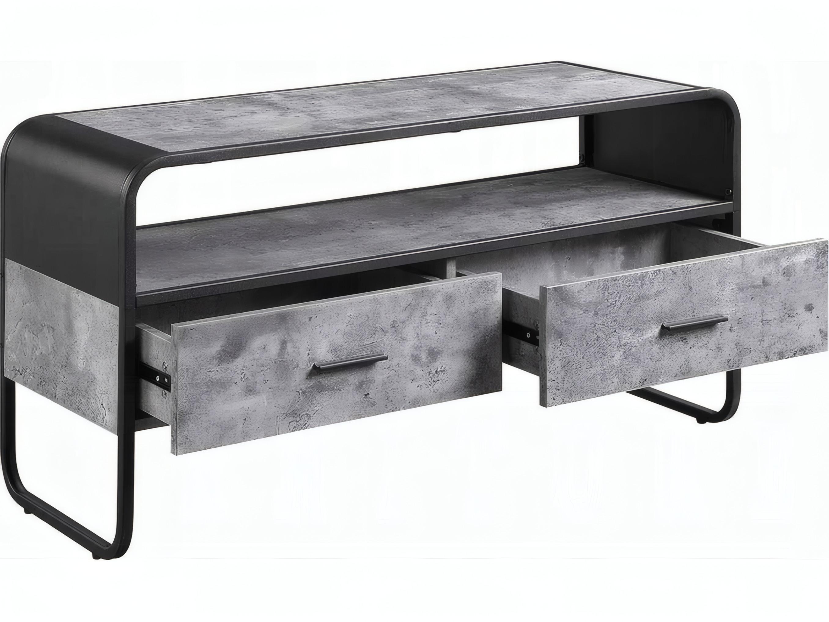 Acme Furniture Raziela 39" Concrete Gray Black Media Console