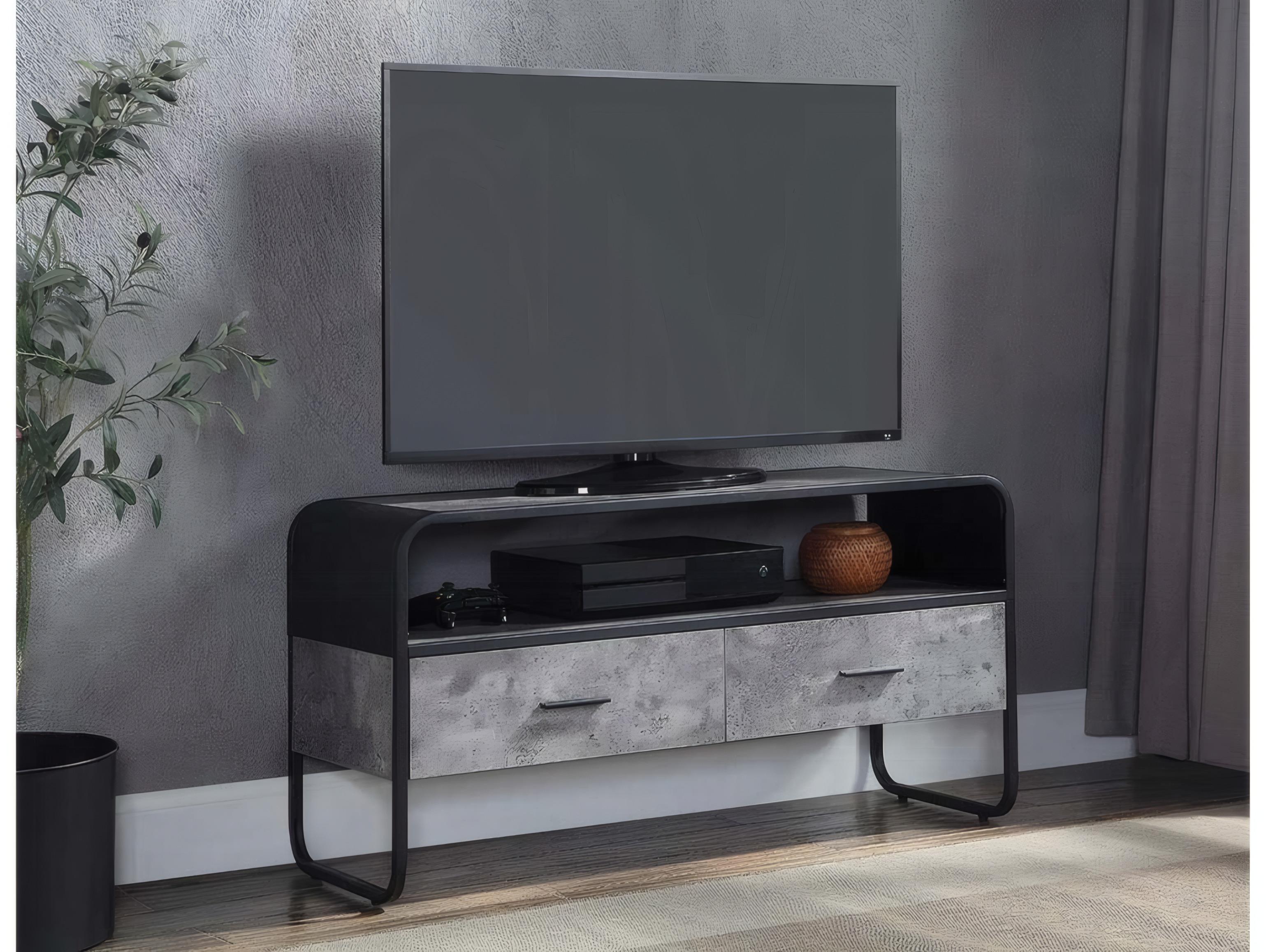 Acme Furniture Raziela 39" Concrete Gray Black Media Console