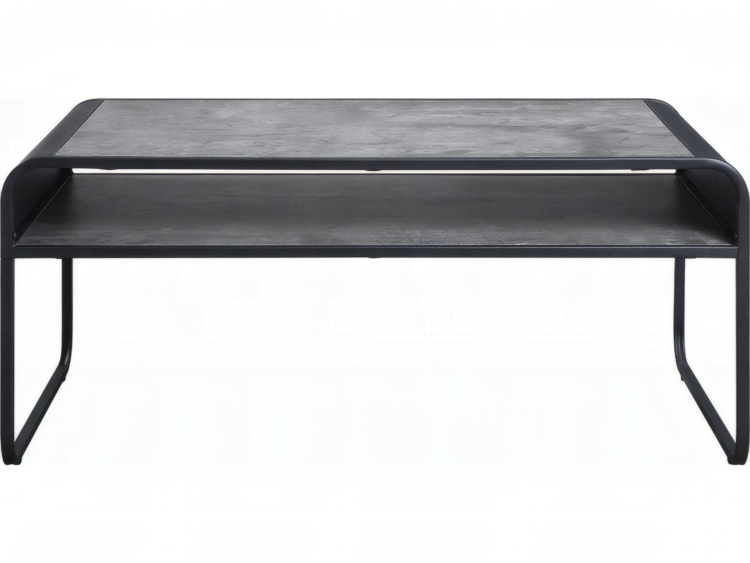 Acme Furniture Raziela Rectangular Wood Concrete Gray Black Coffee Table