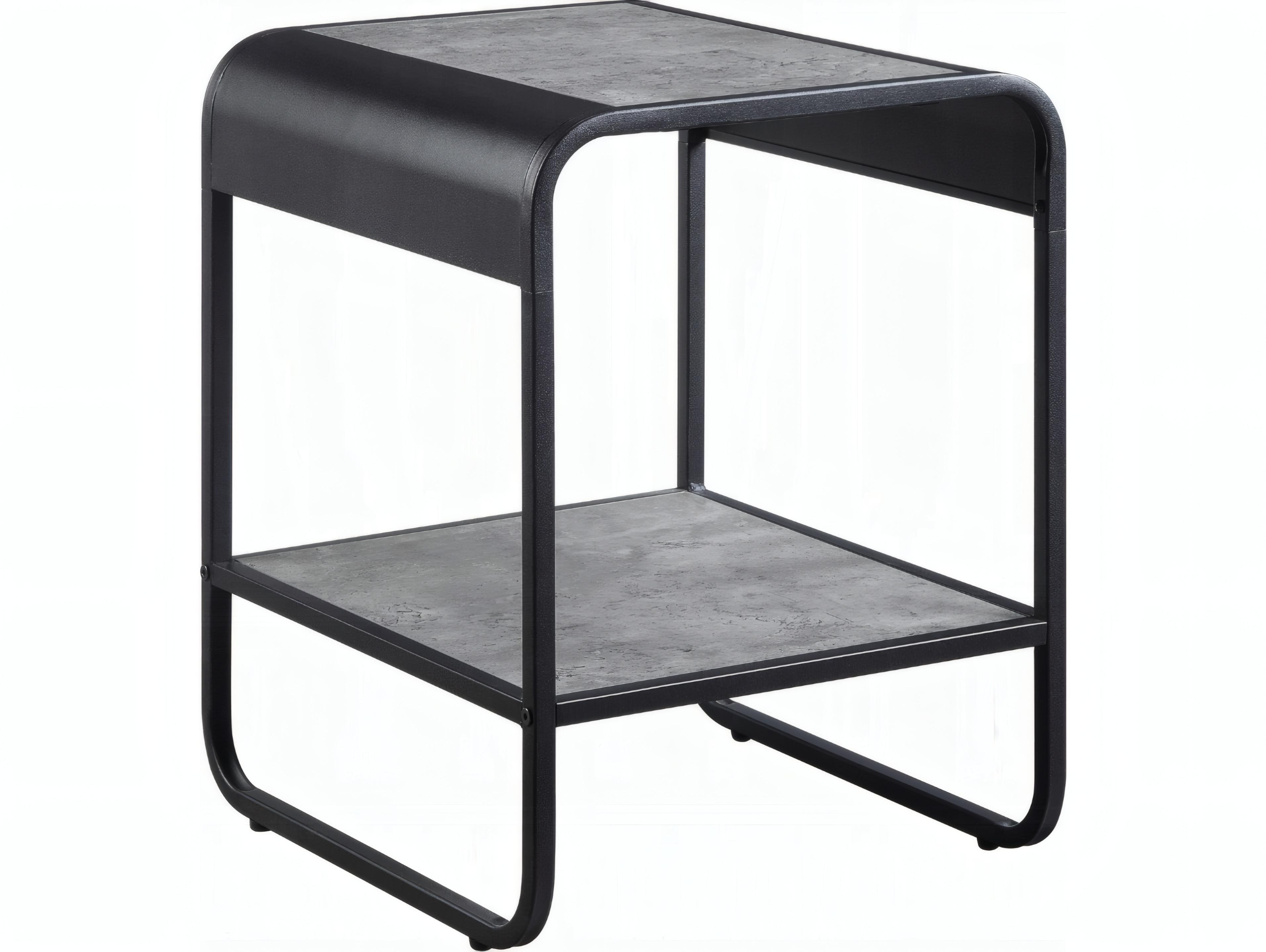 Acme Furniture Raziela Square Wood Concrete Gray Black End Table
