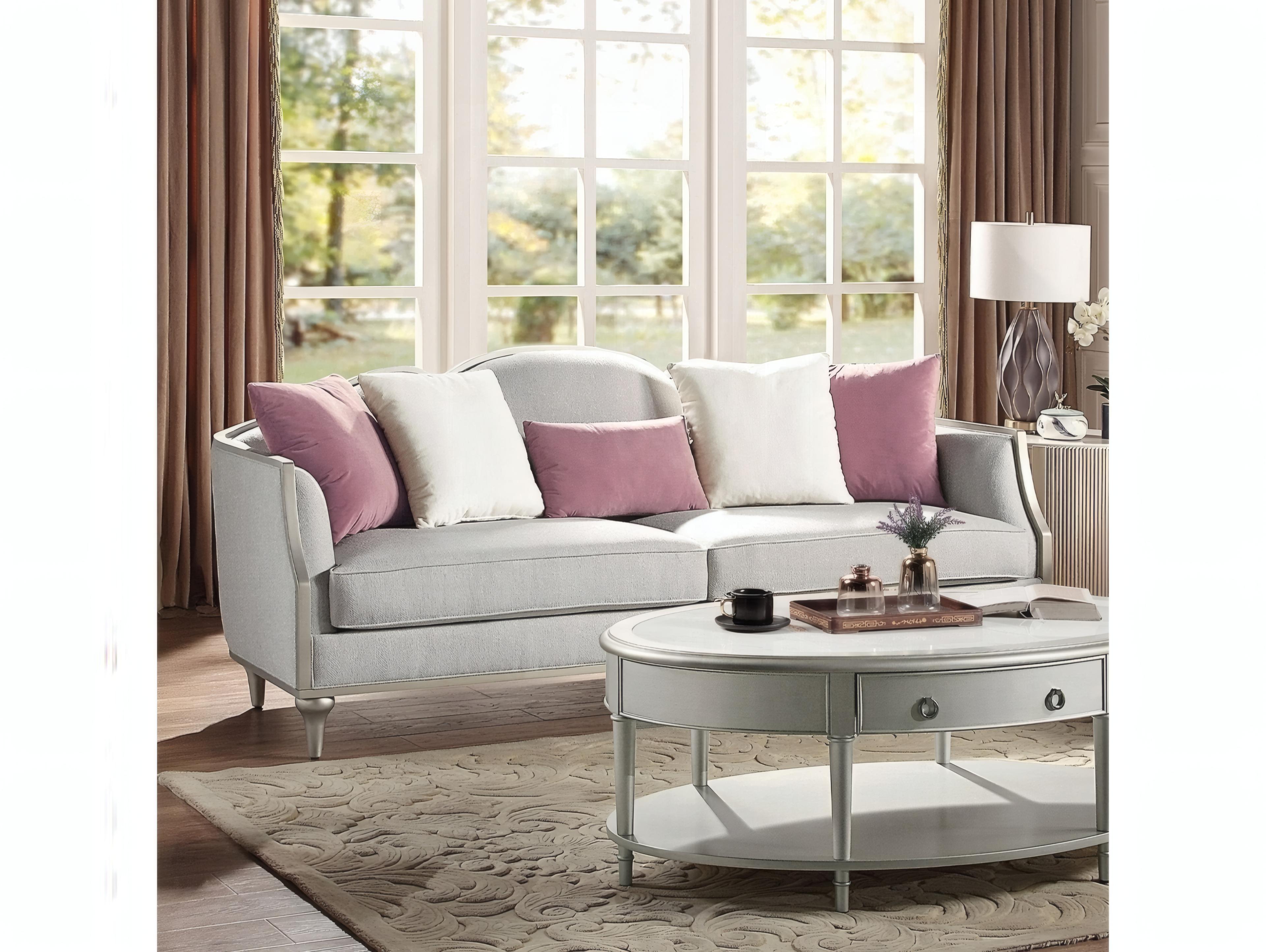 Acme Furniture Kasa Beige Linen Upholstered Sofa