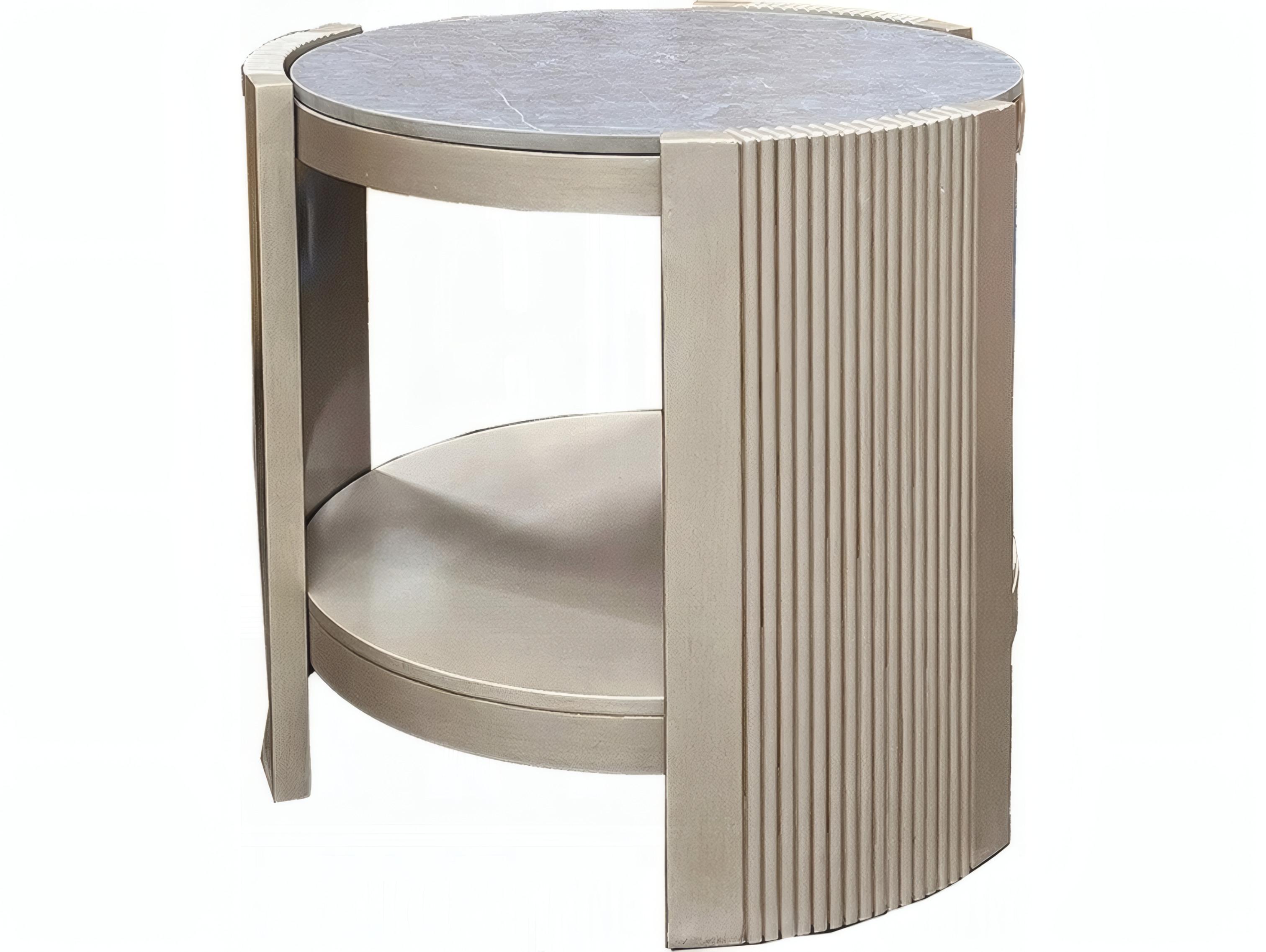 Acme Furniture Kasa Round Sintered Stone Champagne End Table