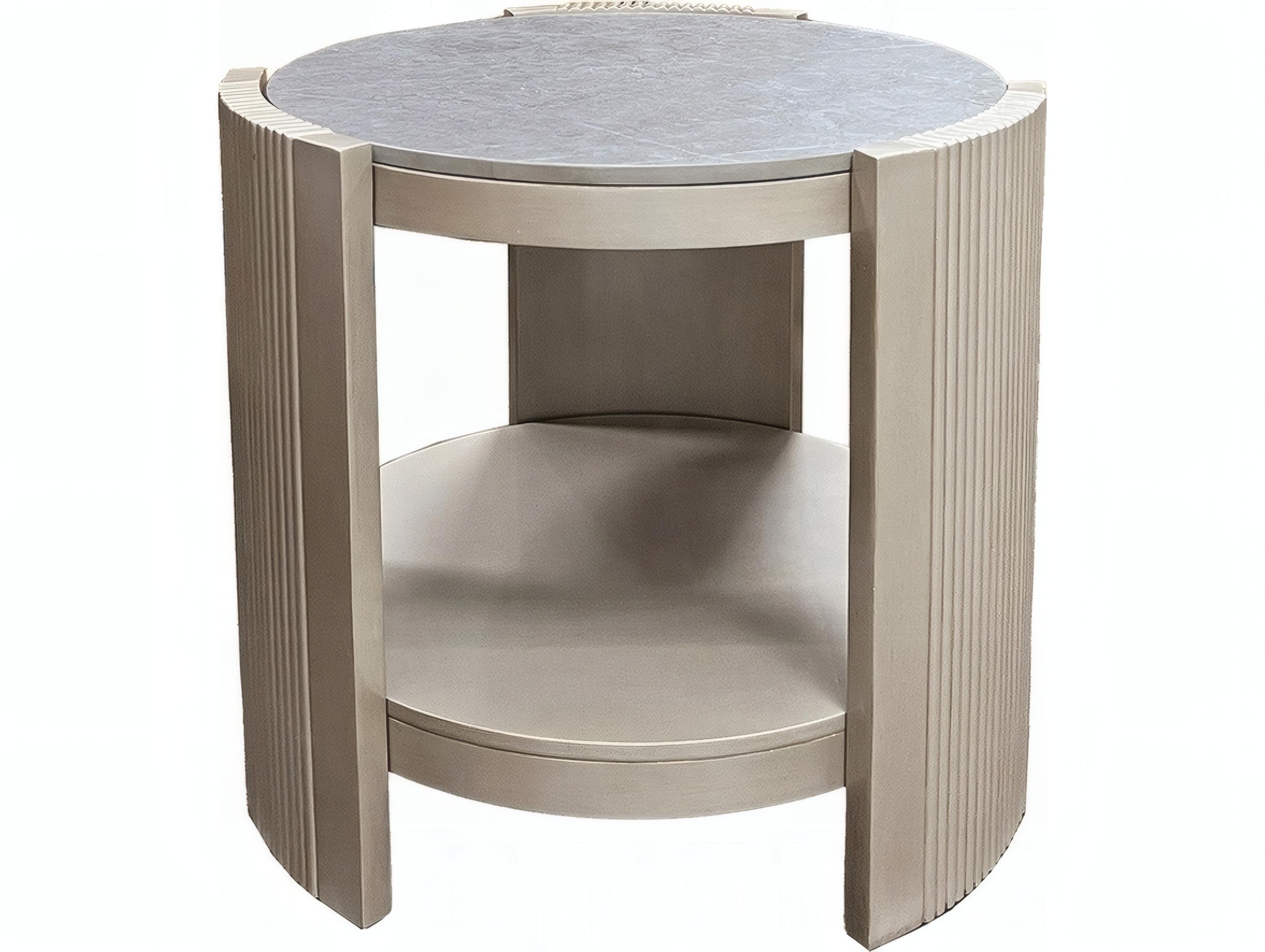 Acme Furniture Kasa Round Sintered Stone Champagne End Table