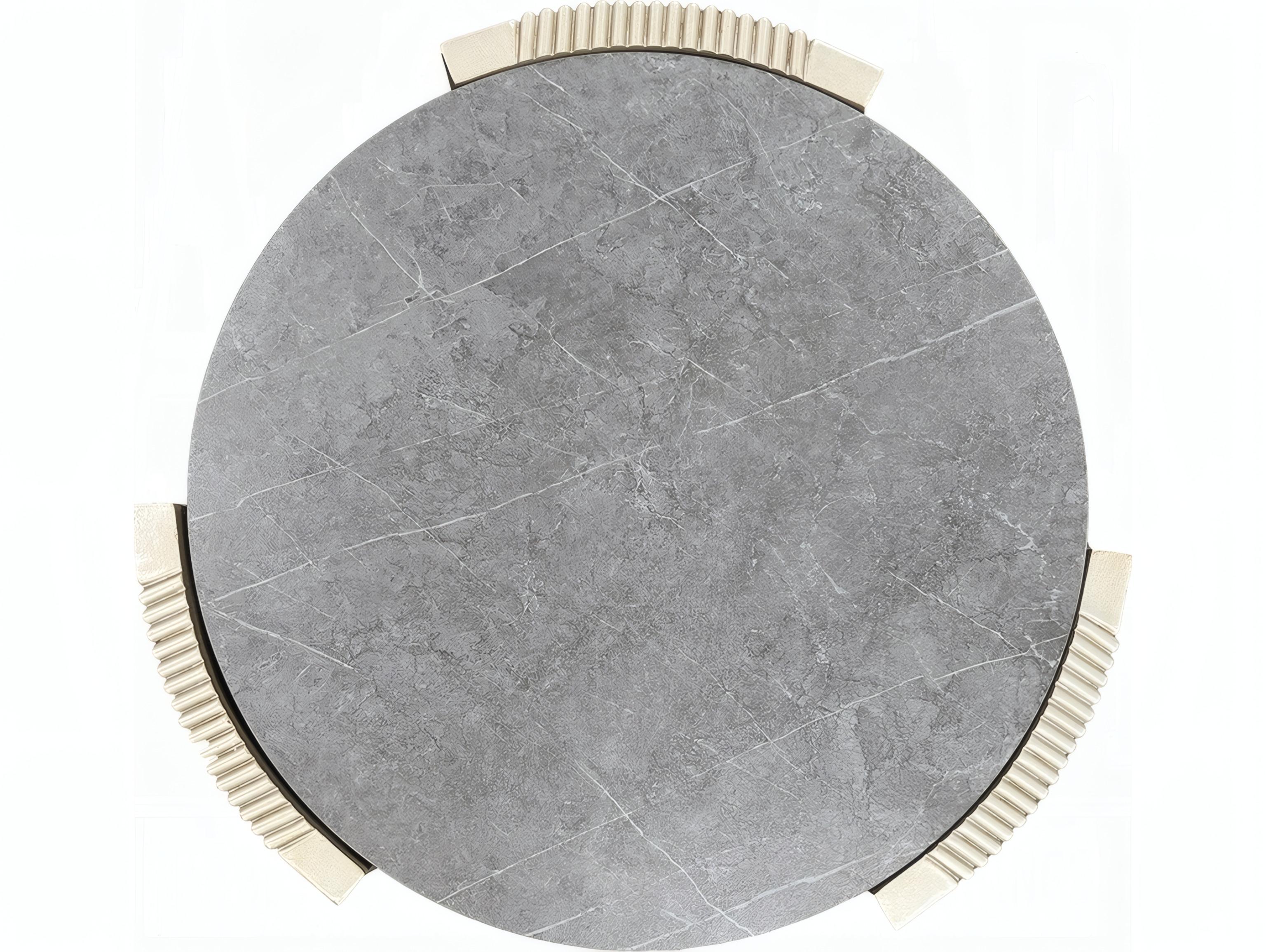 Acme Furniture Kasa Round Sintered Stone Champagne End Table