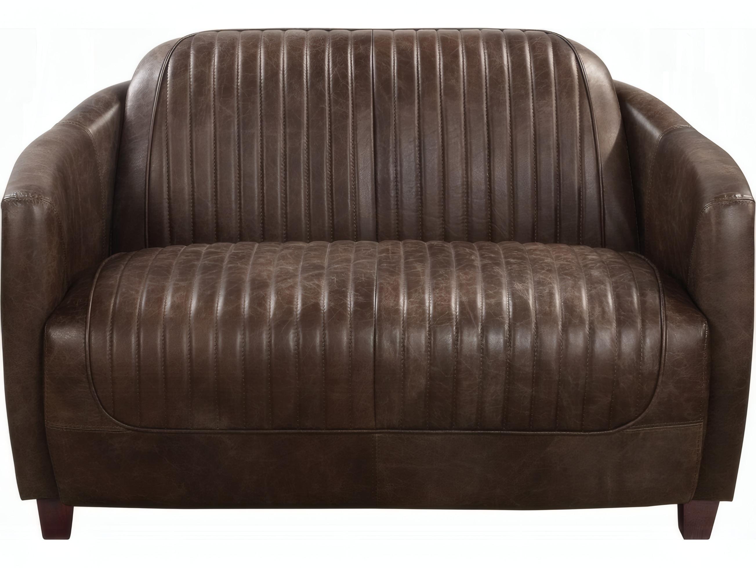 Acme Furniture Brancaster Antique Slate Brown Leather Loveseat