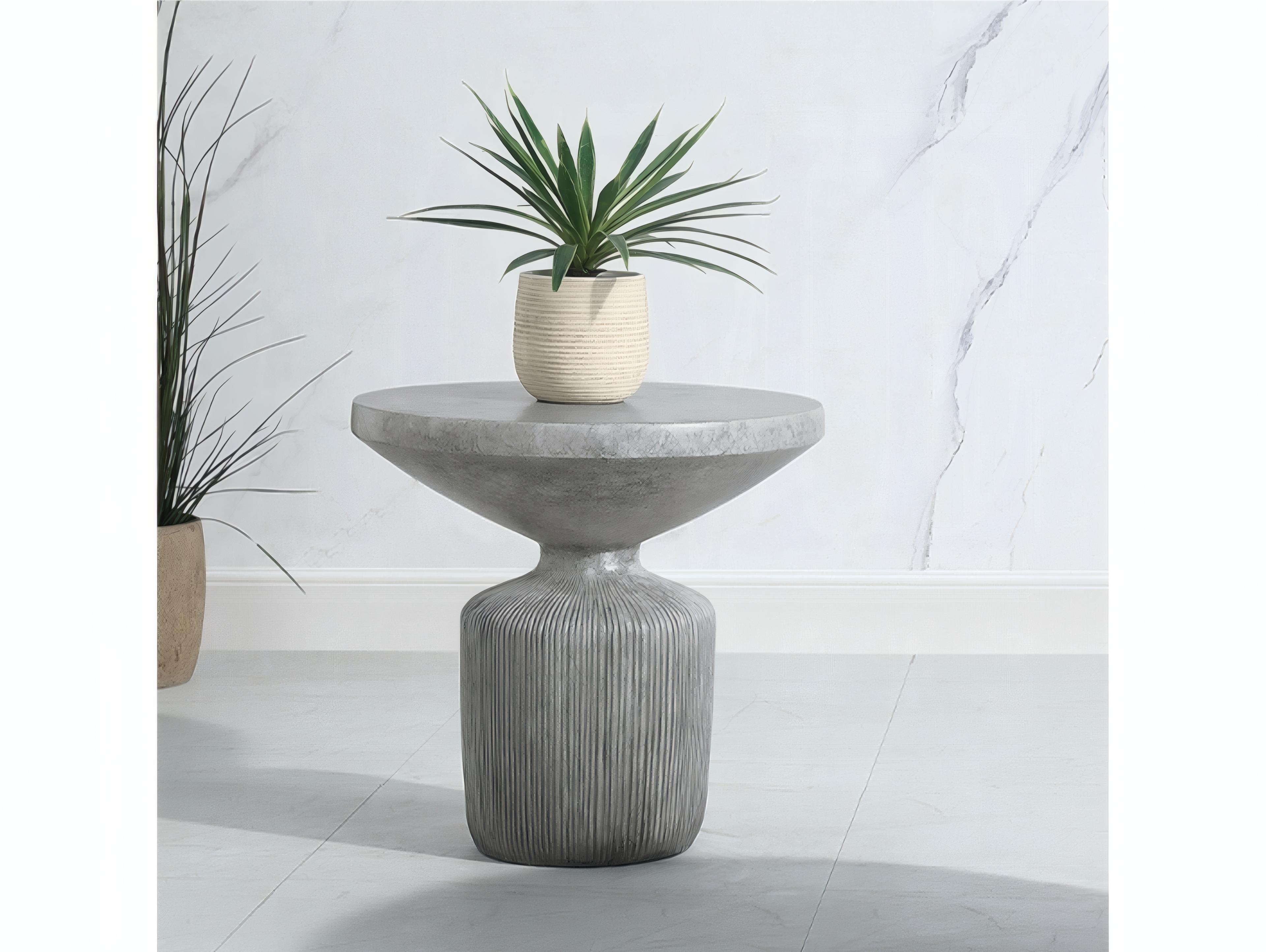 Acme Furniture Laddie Round Concrete Weathered Gray End Table