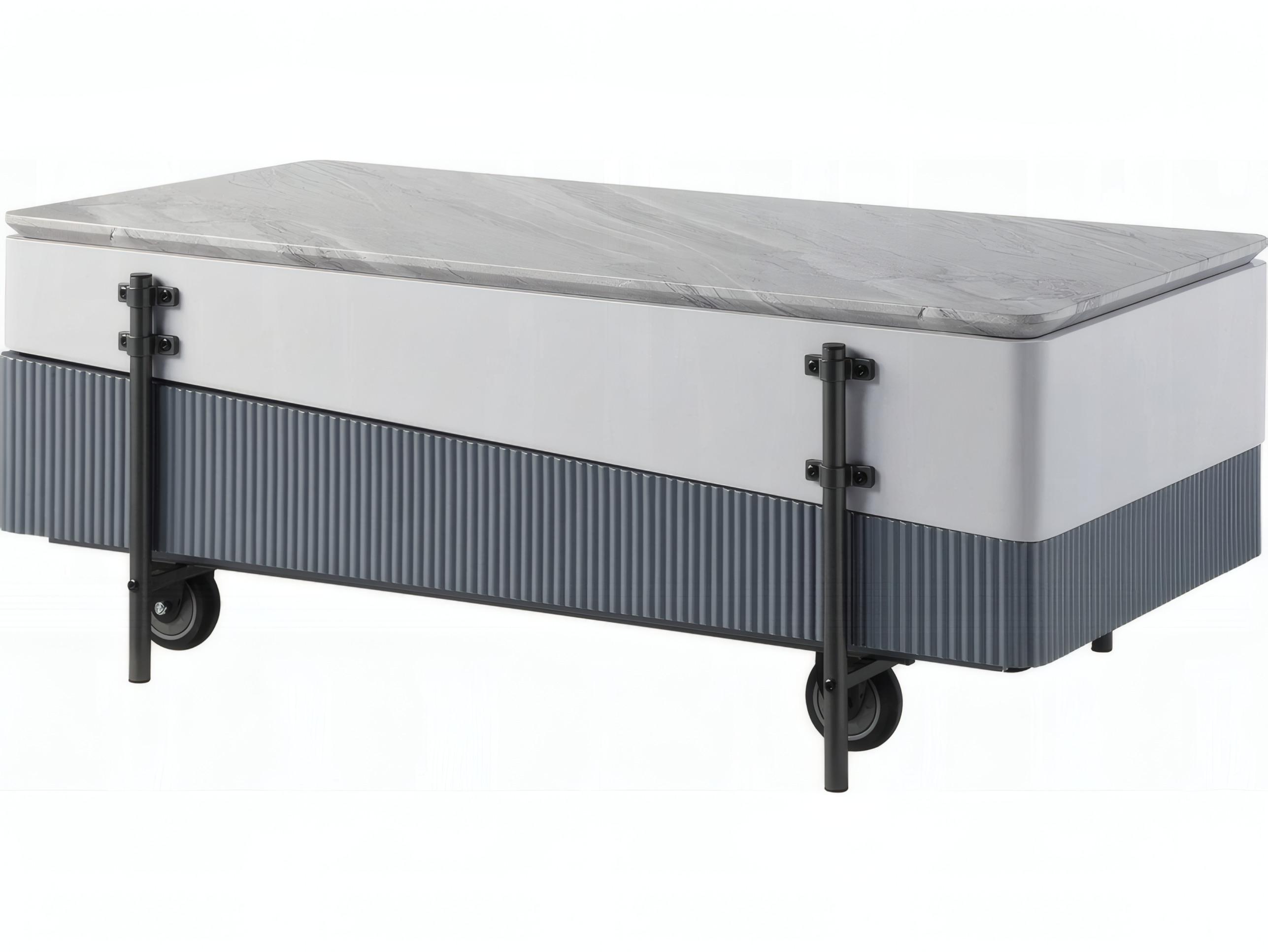 Acme Furniture Rectangular Wood White Gray High Gloss Coffee Table