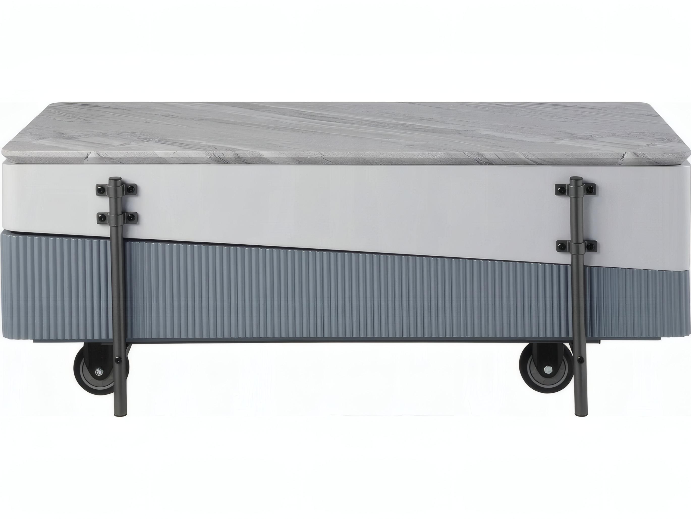 Acme Furniture Rectangular Wood White Gray High Gloss Coffee Table