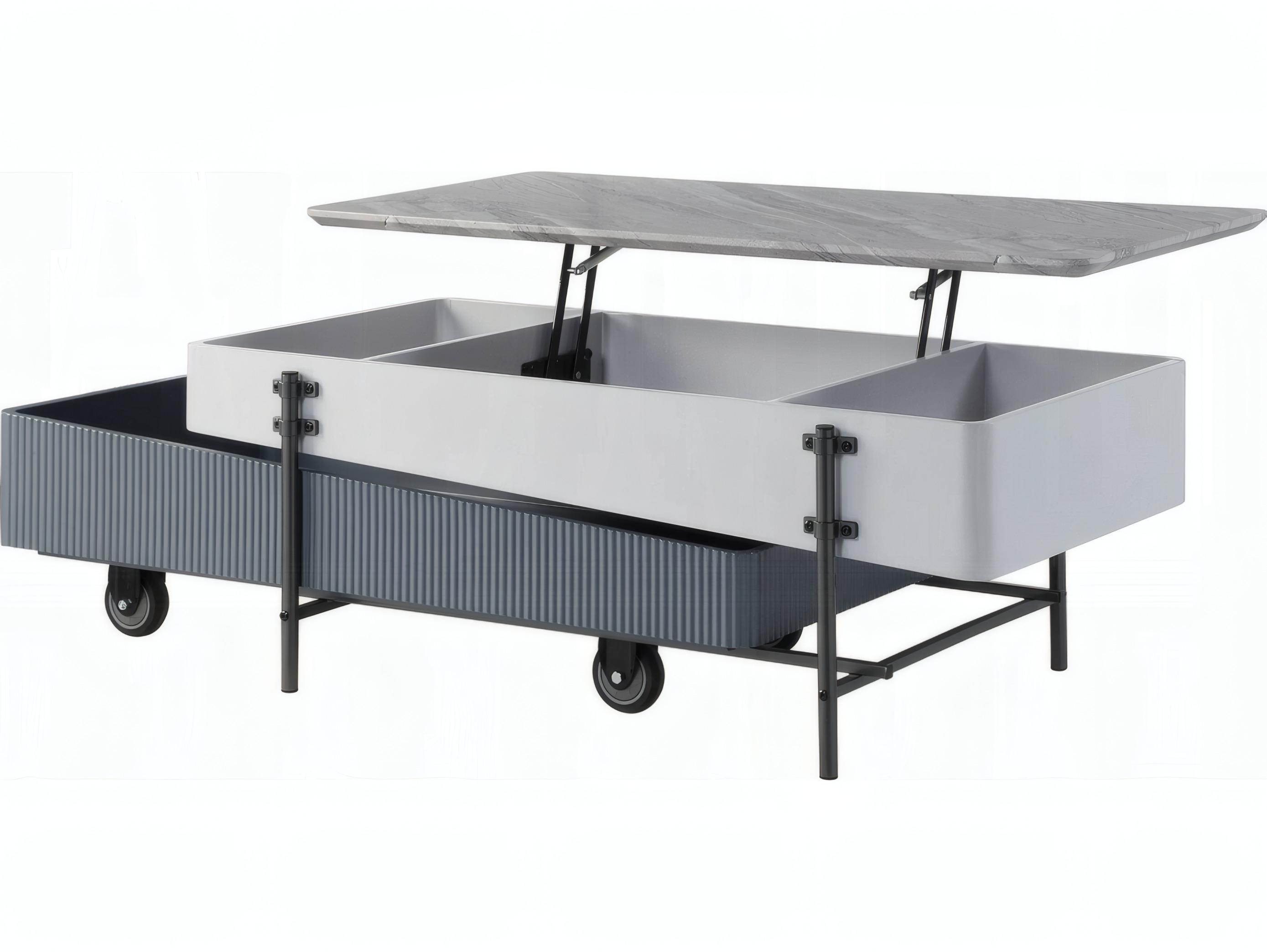 Acme Furniture Rectangular Wood White Gray High Gloss Coffee Table