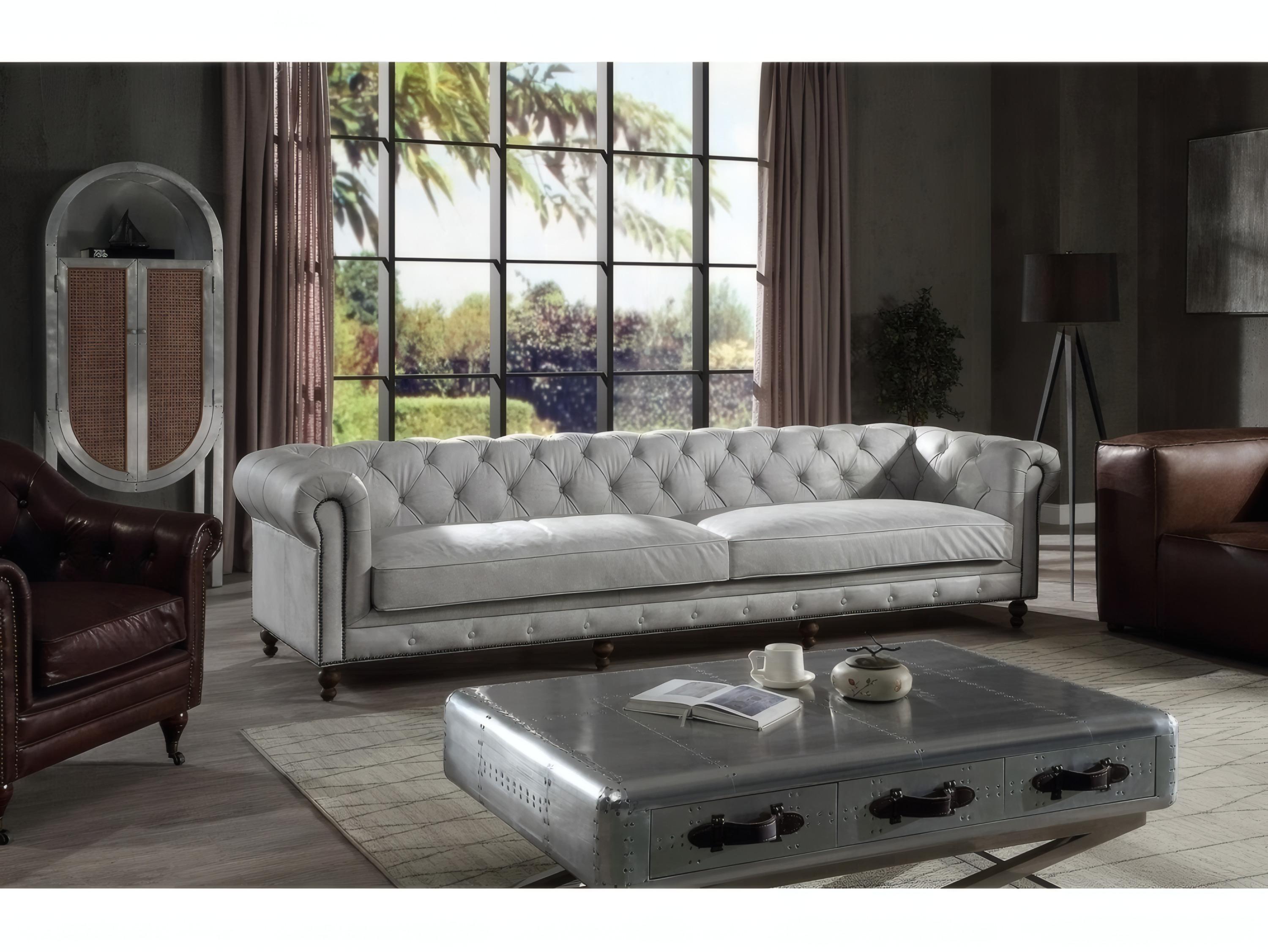 Acme Furniture Vintage White Leather Sofa