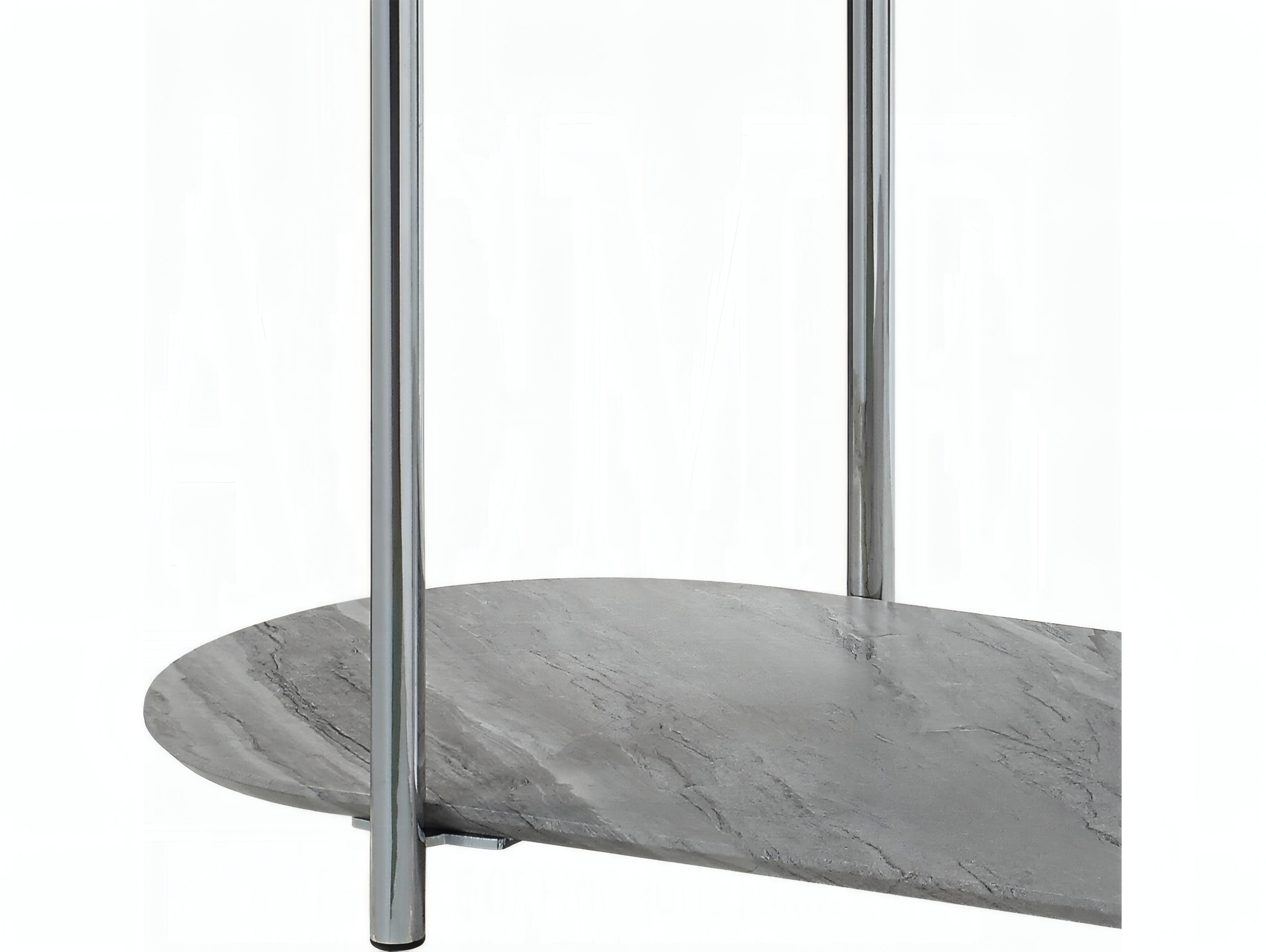 Acme Furniture Yukino Oval Wood Gray High Gloss Chrome Console Table