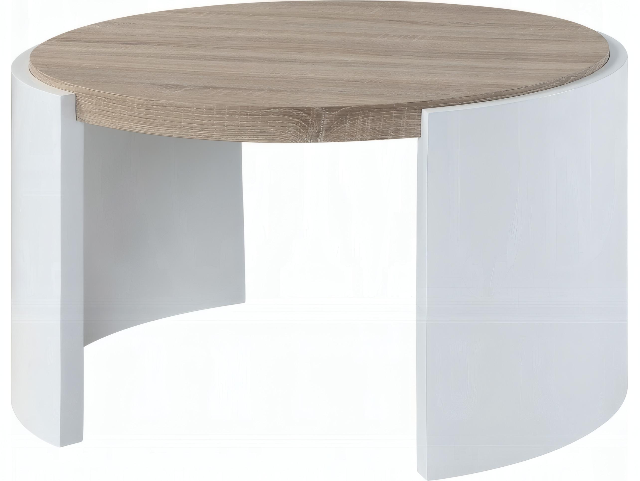 Acme Furniture Zoma Round Wood White High Gloss Oak Coffee Table